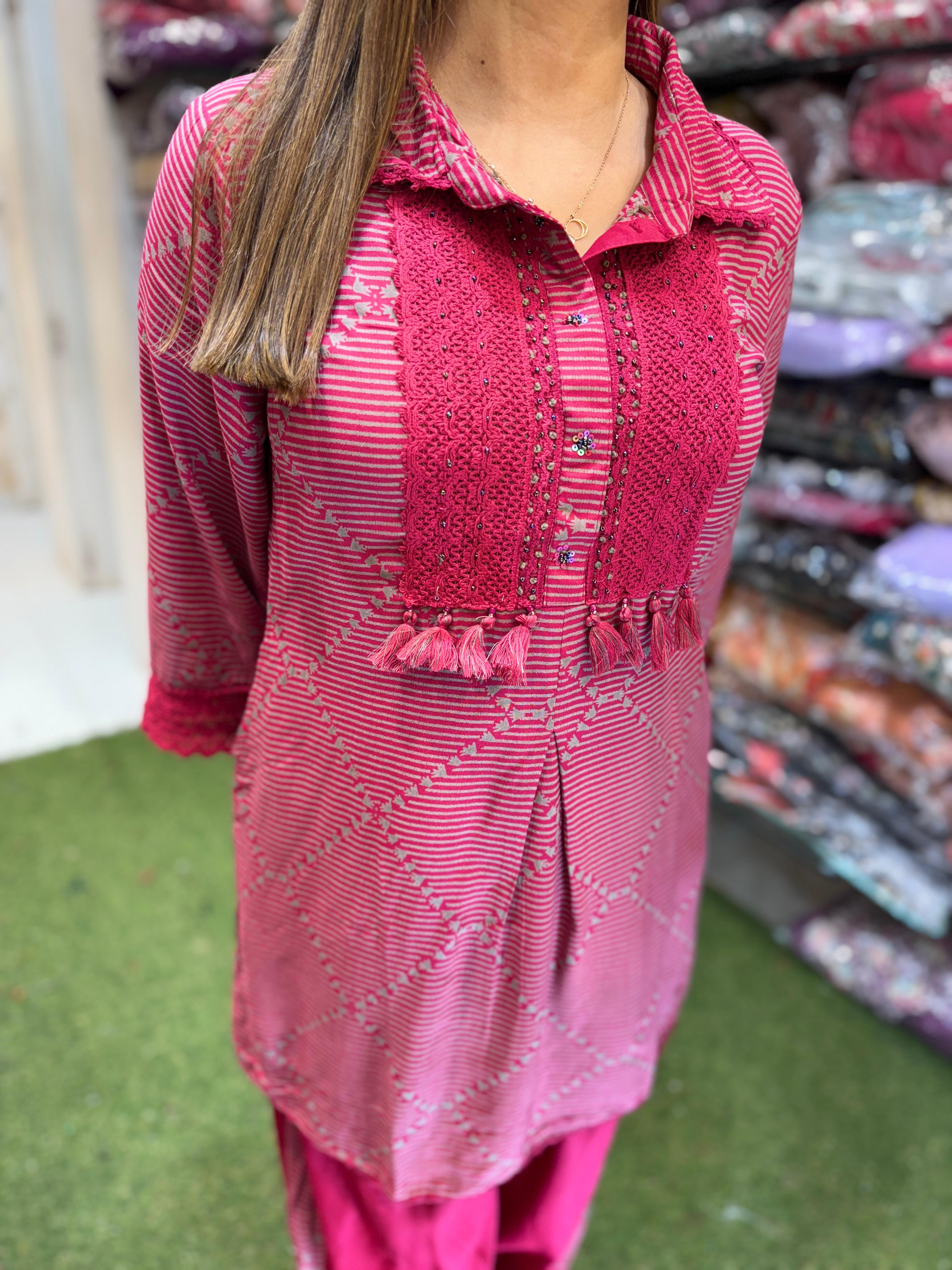 German Rayon Pink 2pc Set