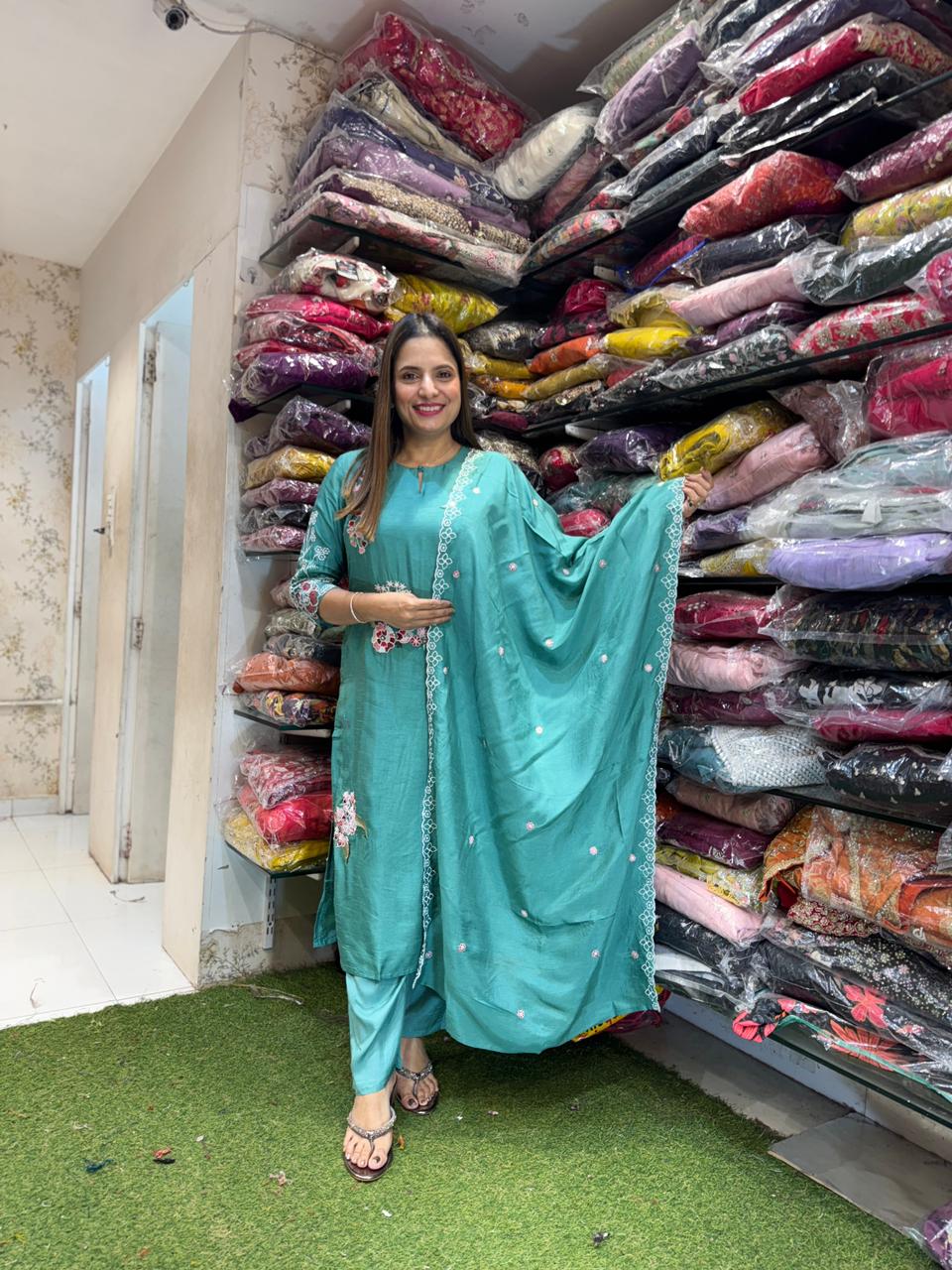 Dola Silk Rama Green 3pc Set