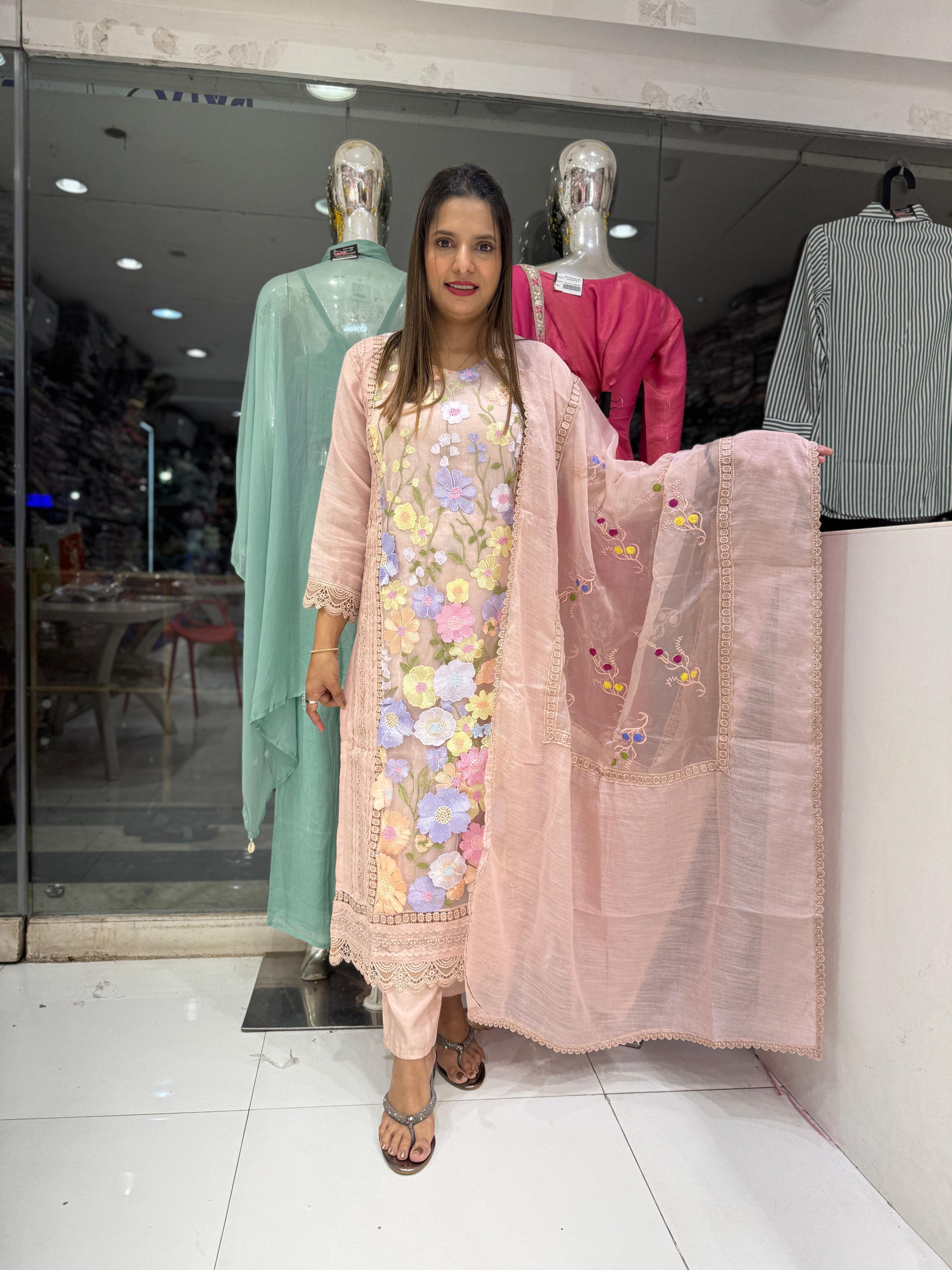 Linen Silk Pink 3pc Suit