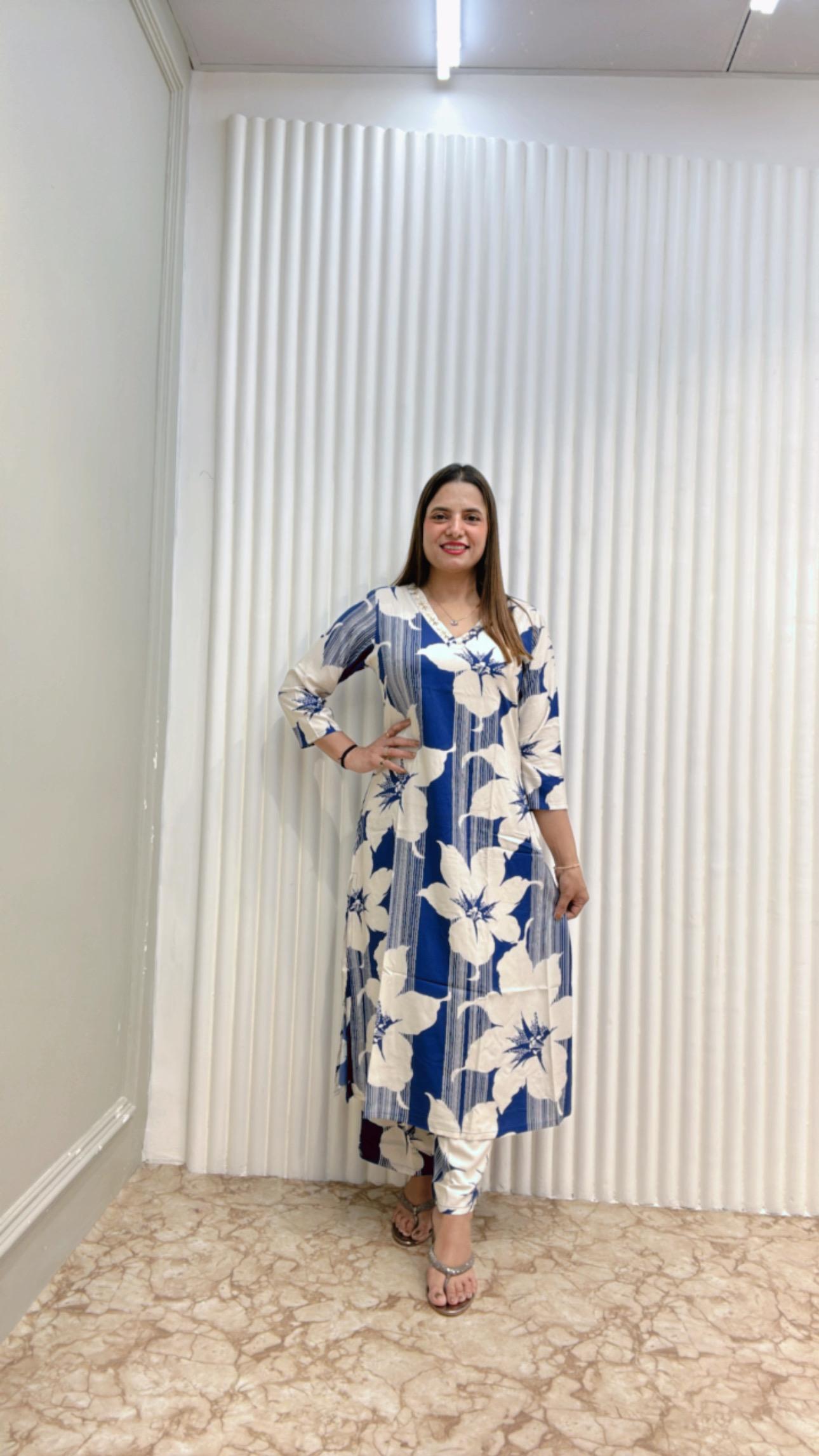 German Rayon Blue 2pc Set