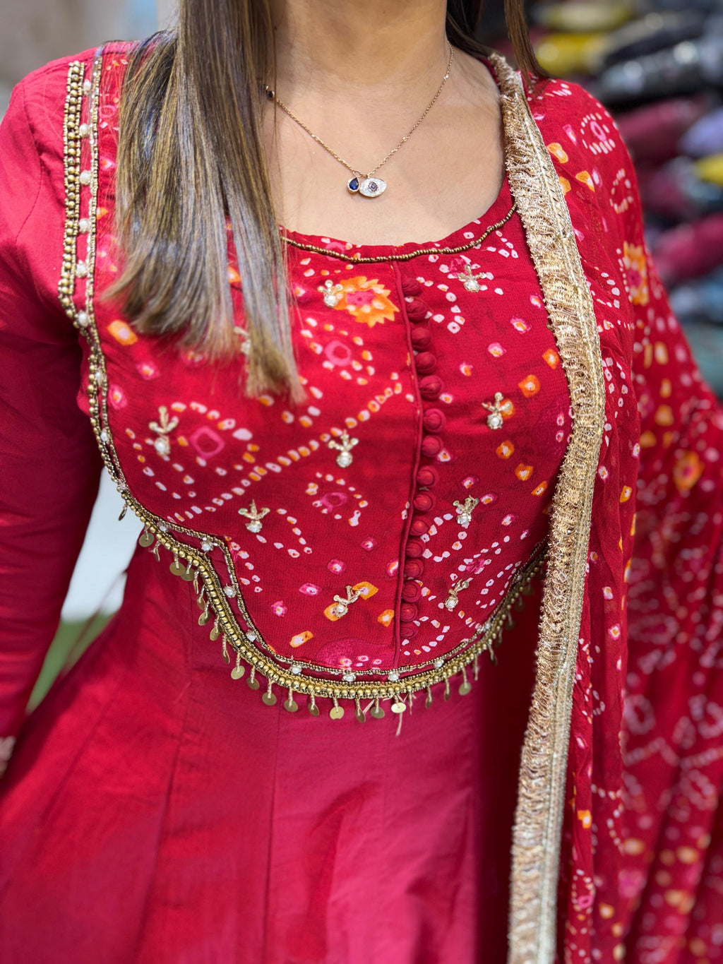 Cotton Georgette Red 3pc Set