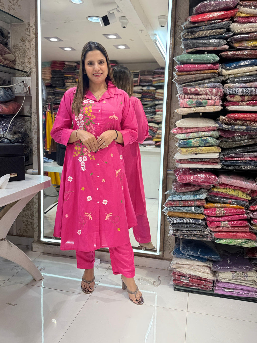 Surat Mull Chanderi  Pink 2pc Set