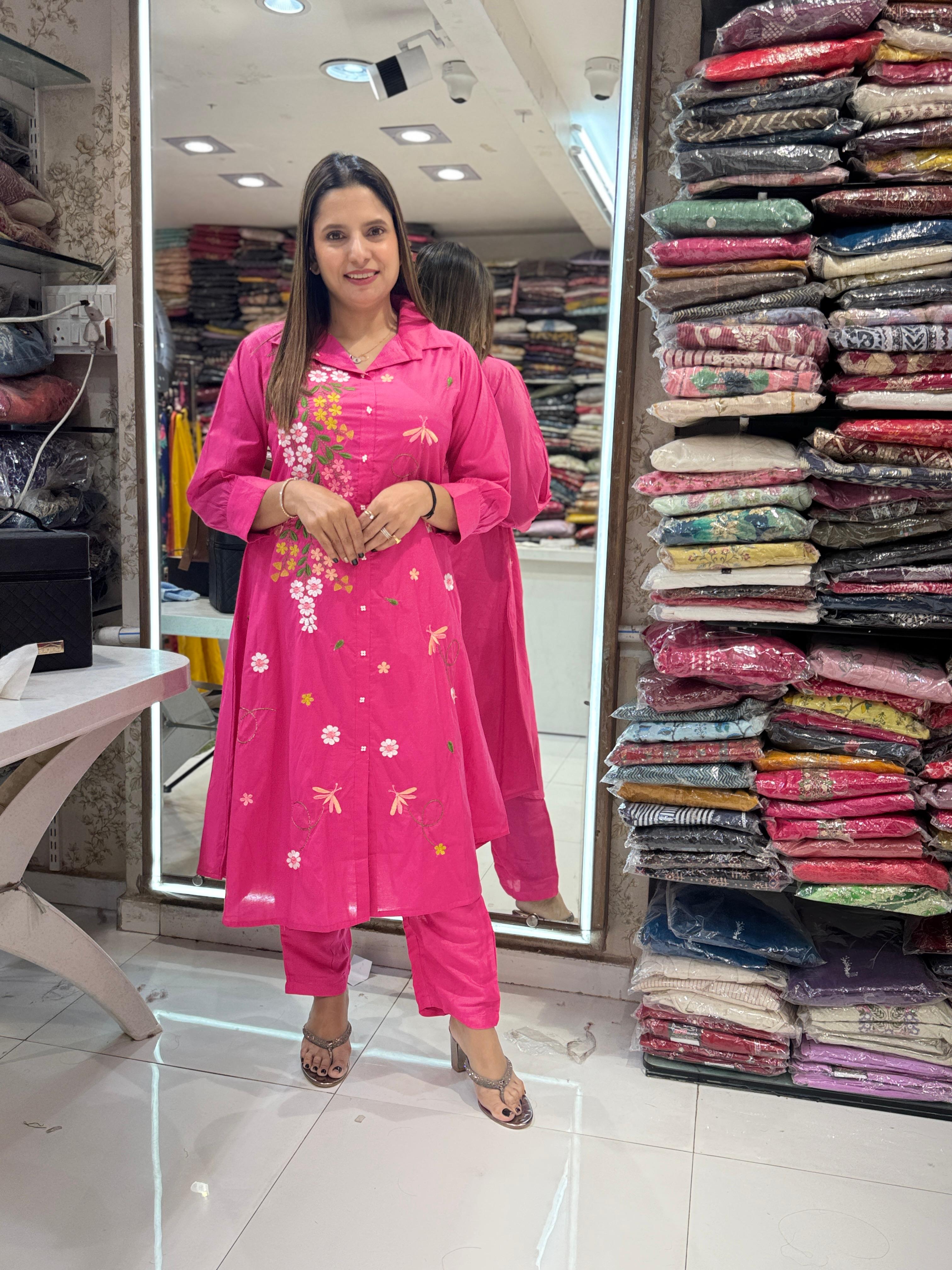 Surat Mull Chanderi  Pink 2pc Set