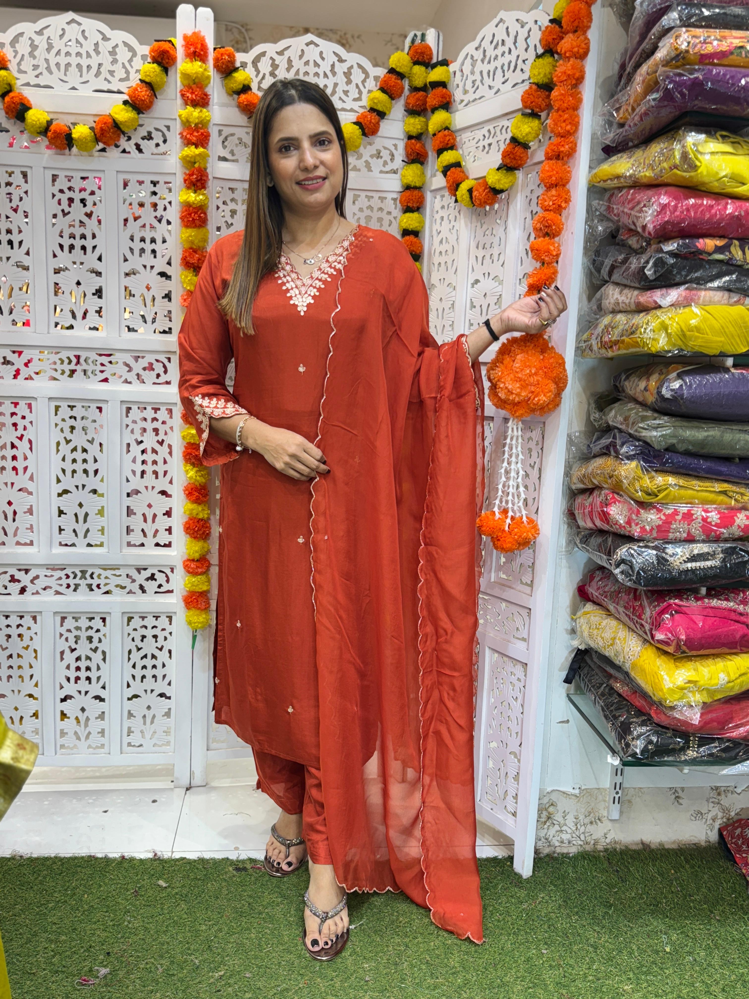 Dola Silk Orange 3pc Set