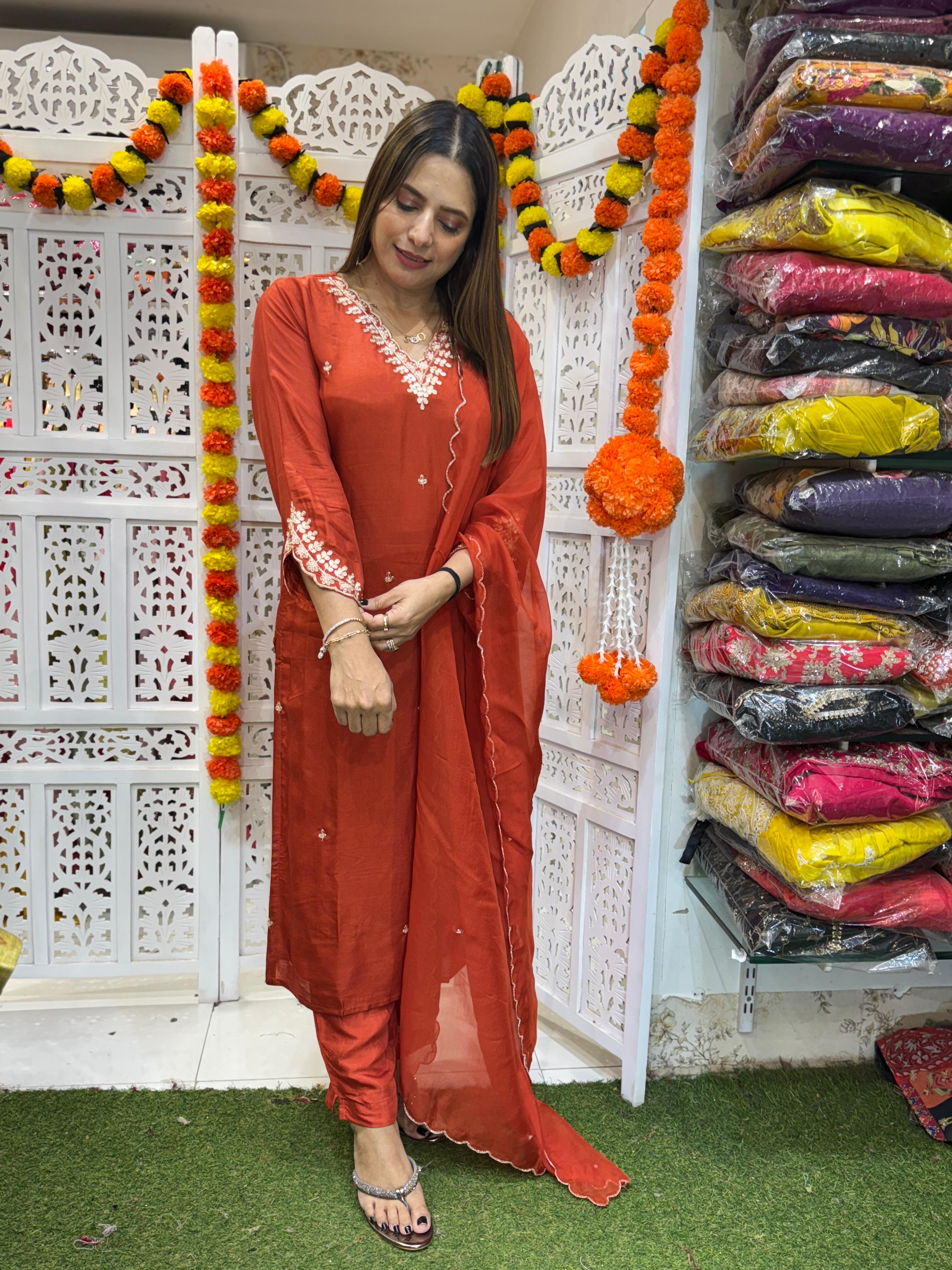 Dola Silk Orange 3pc Set