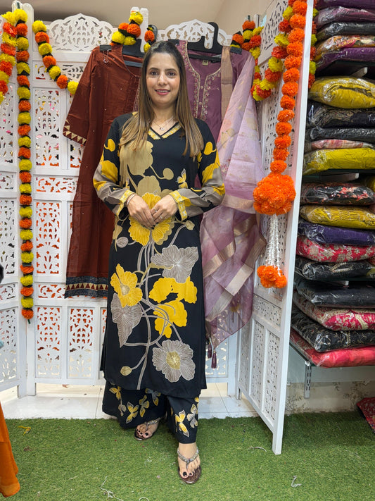 German Rayon Black 2pc Set