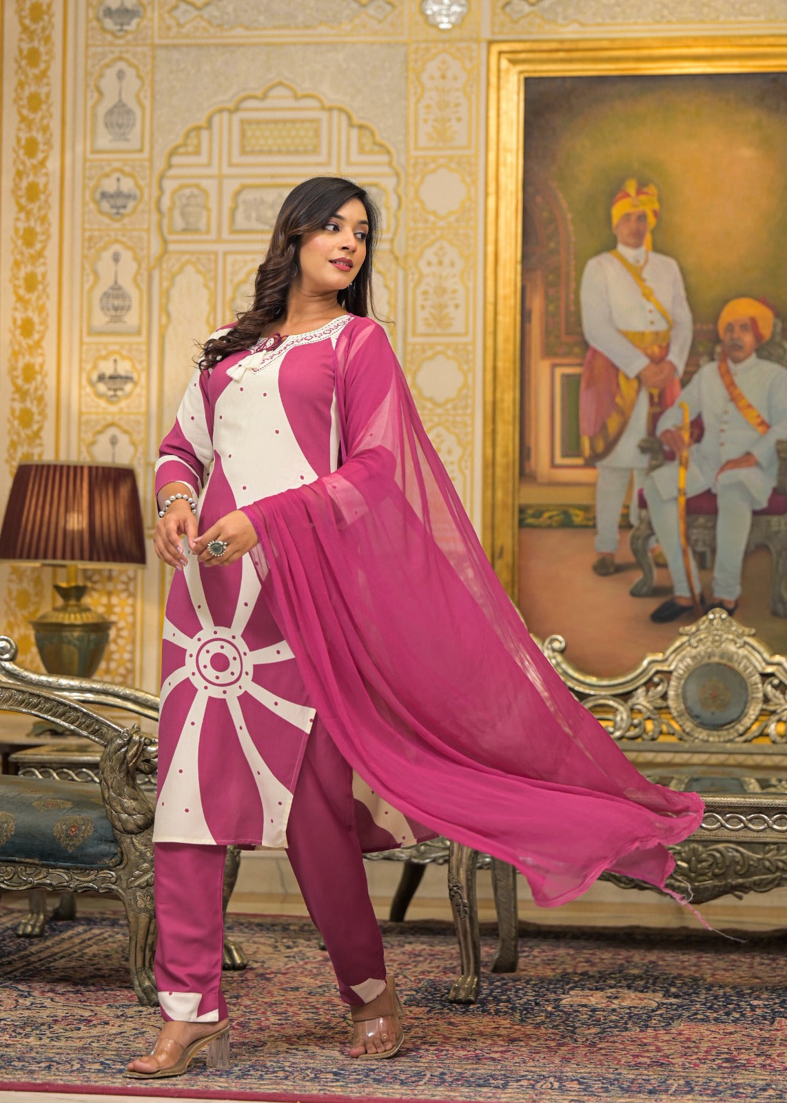 German Rayon White And Pink 3pc Set