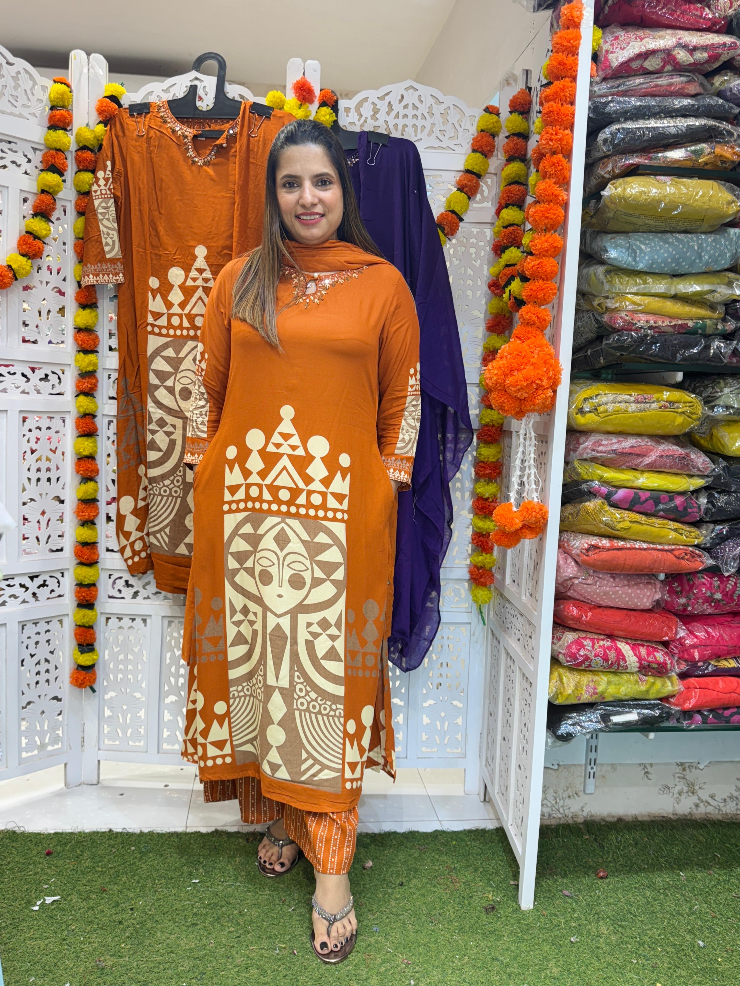 German Rayon Orange 3pc Set