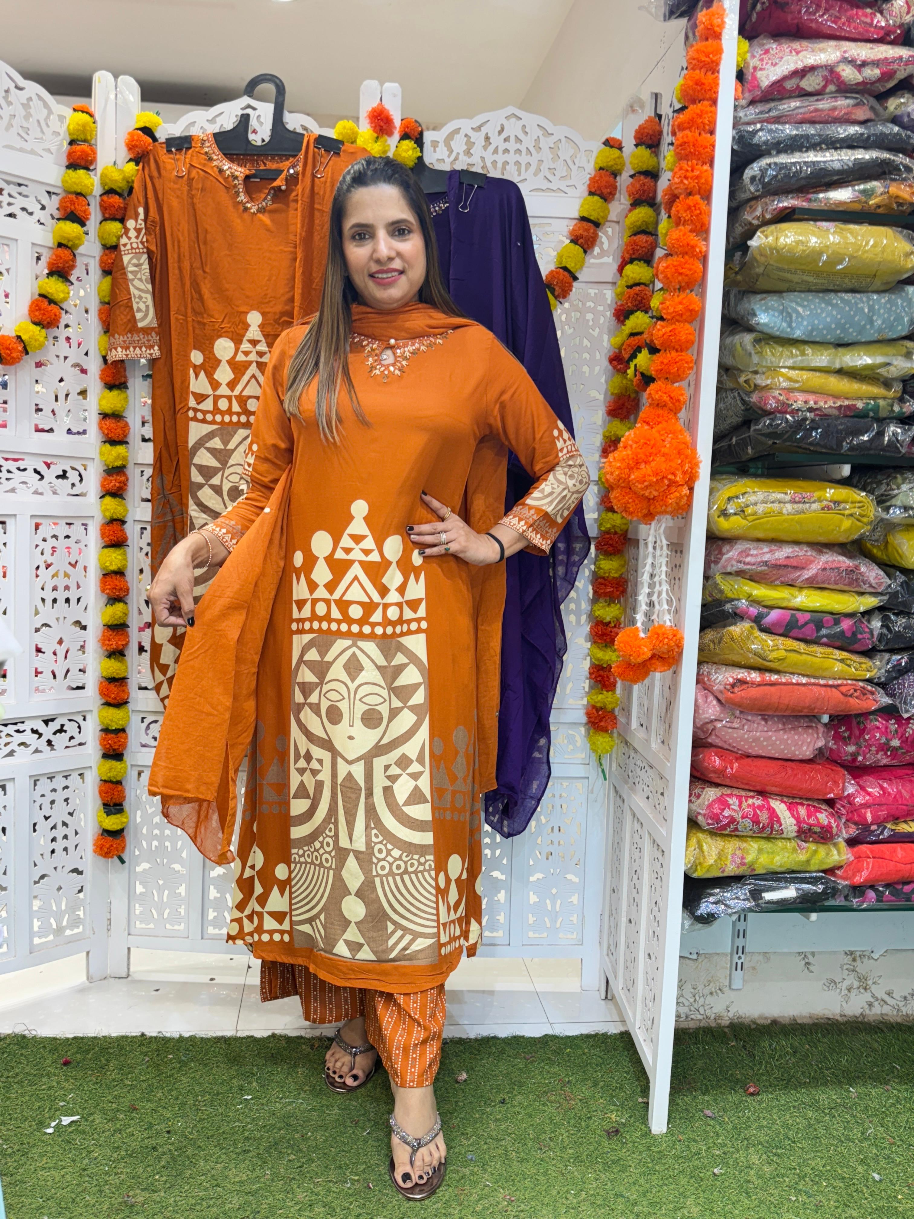 German Rayon Orange 3pc Set