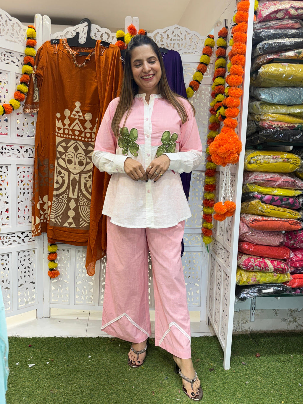 Pure Linen Cotton Pink 2pc Set