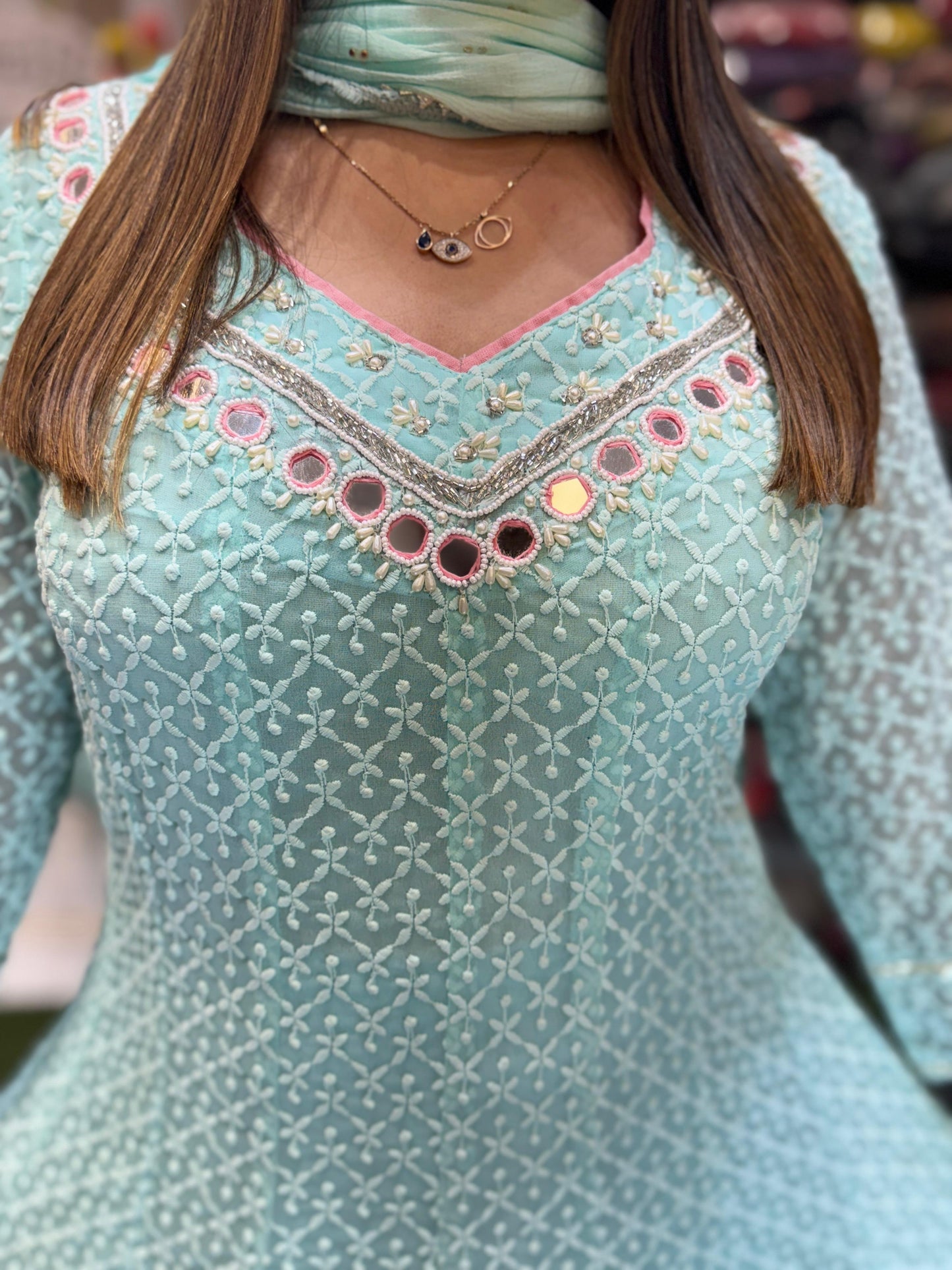 Pure Georgette Blue 3pc Set