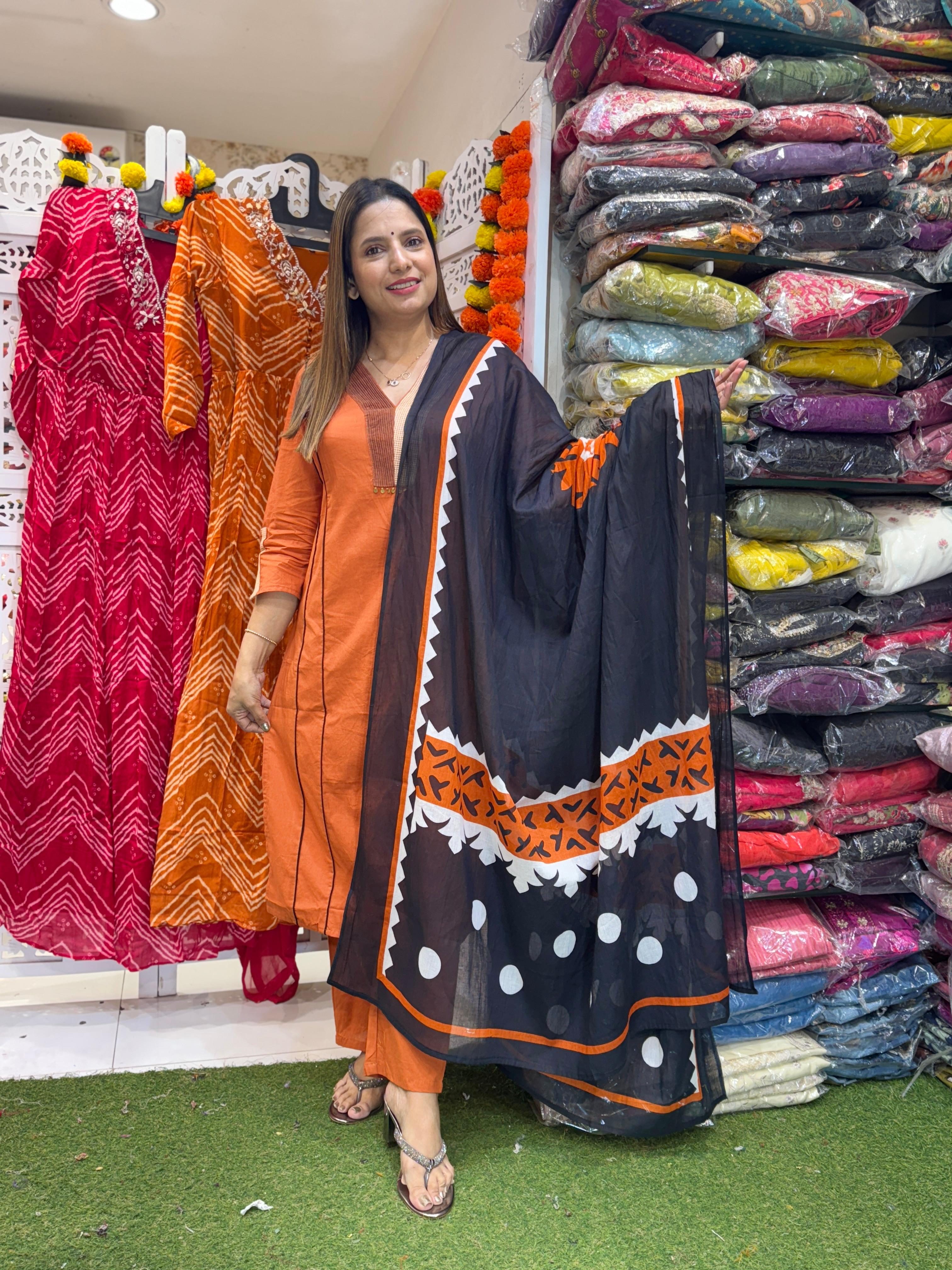 Premium Cotton Orange 3pc Set