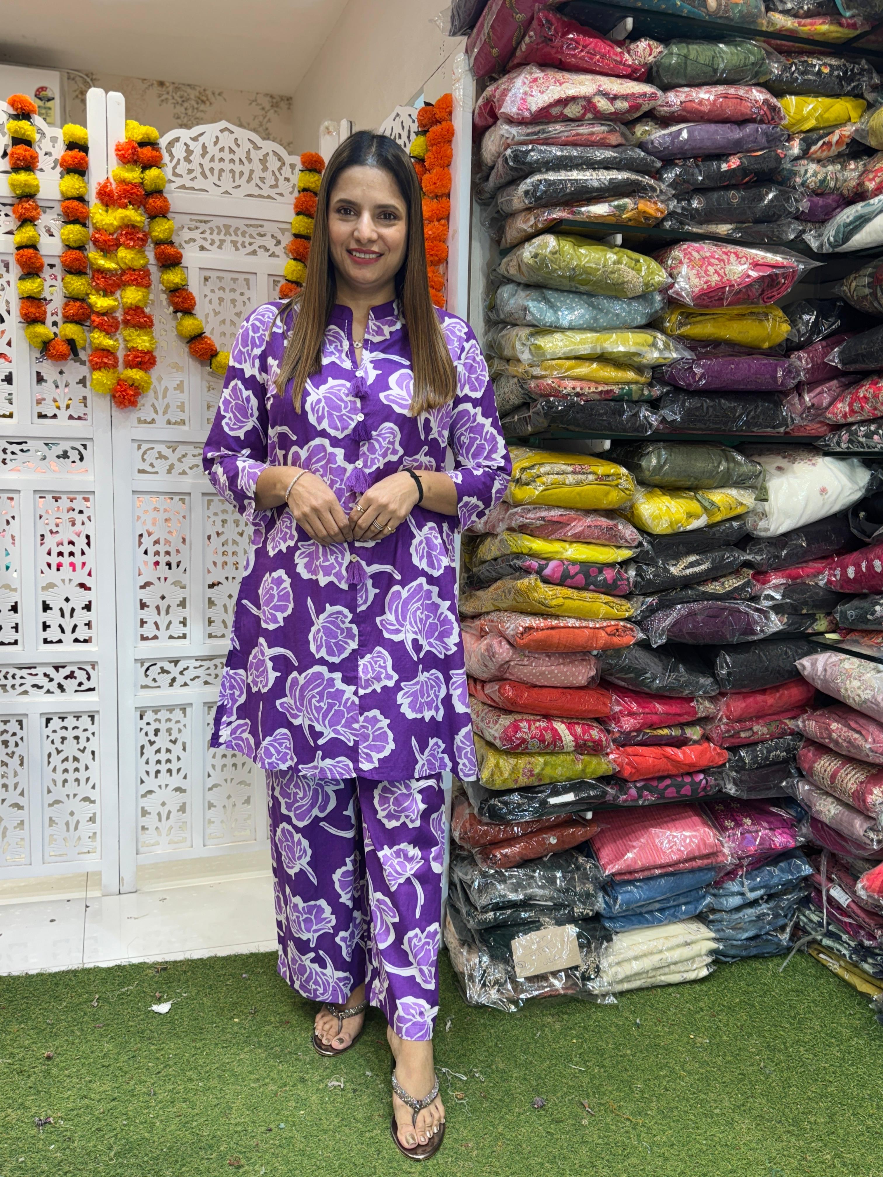 Cotton Purple 2pc Suit