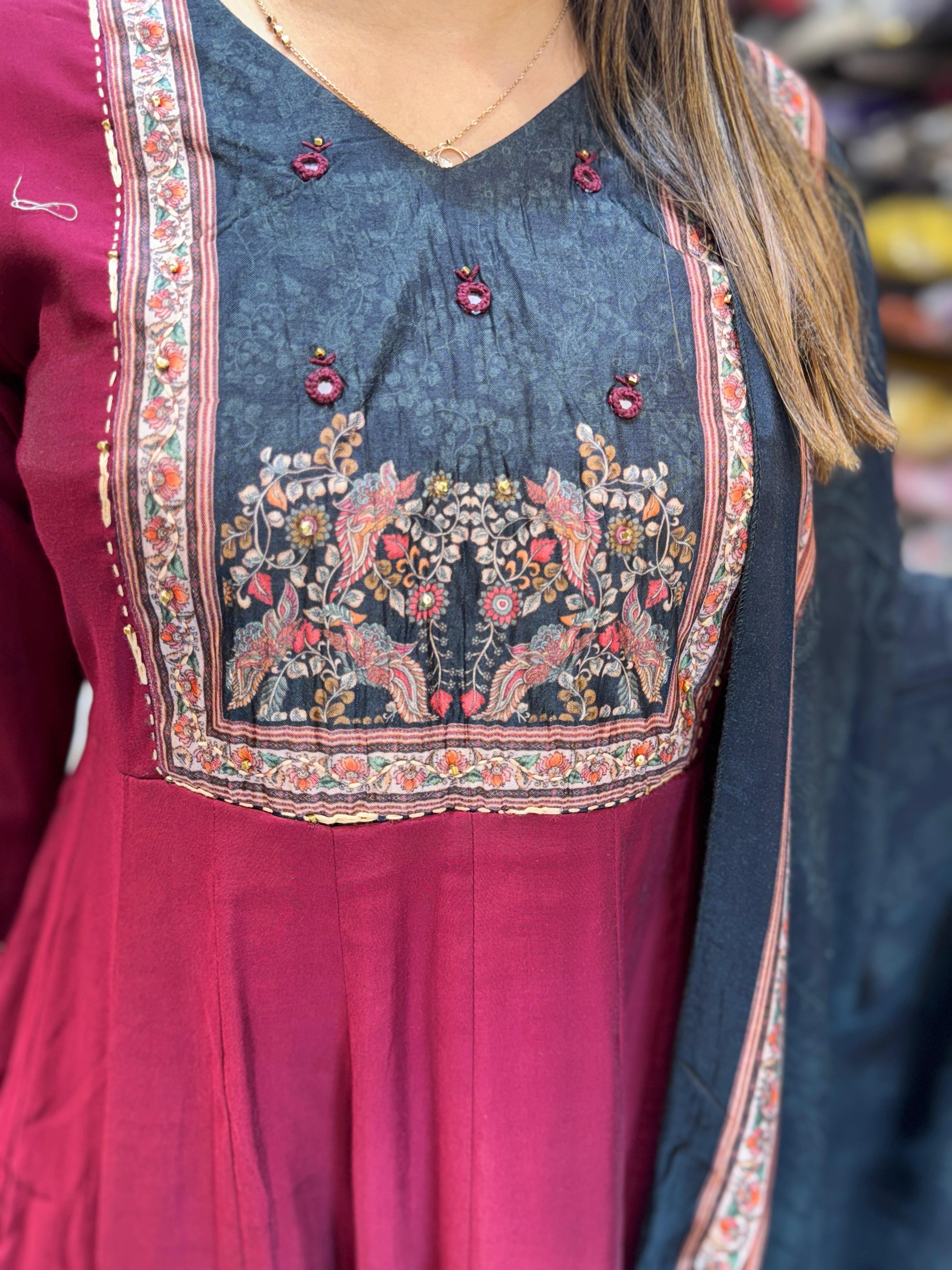 Cotton Silk Maroon 3pc Set