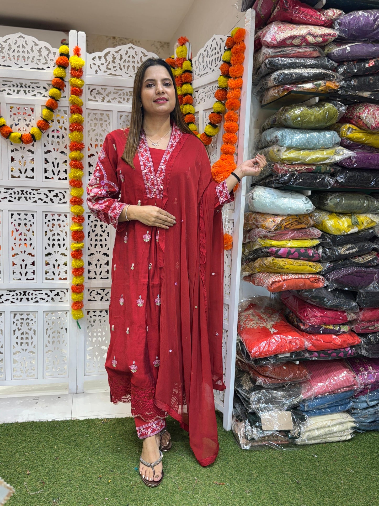 Cotton Silk Red 3pc Set