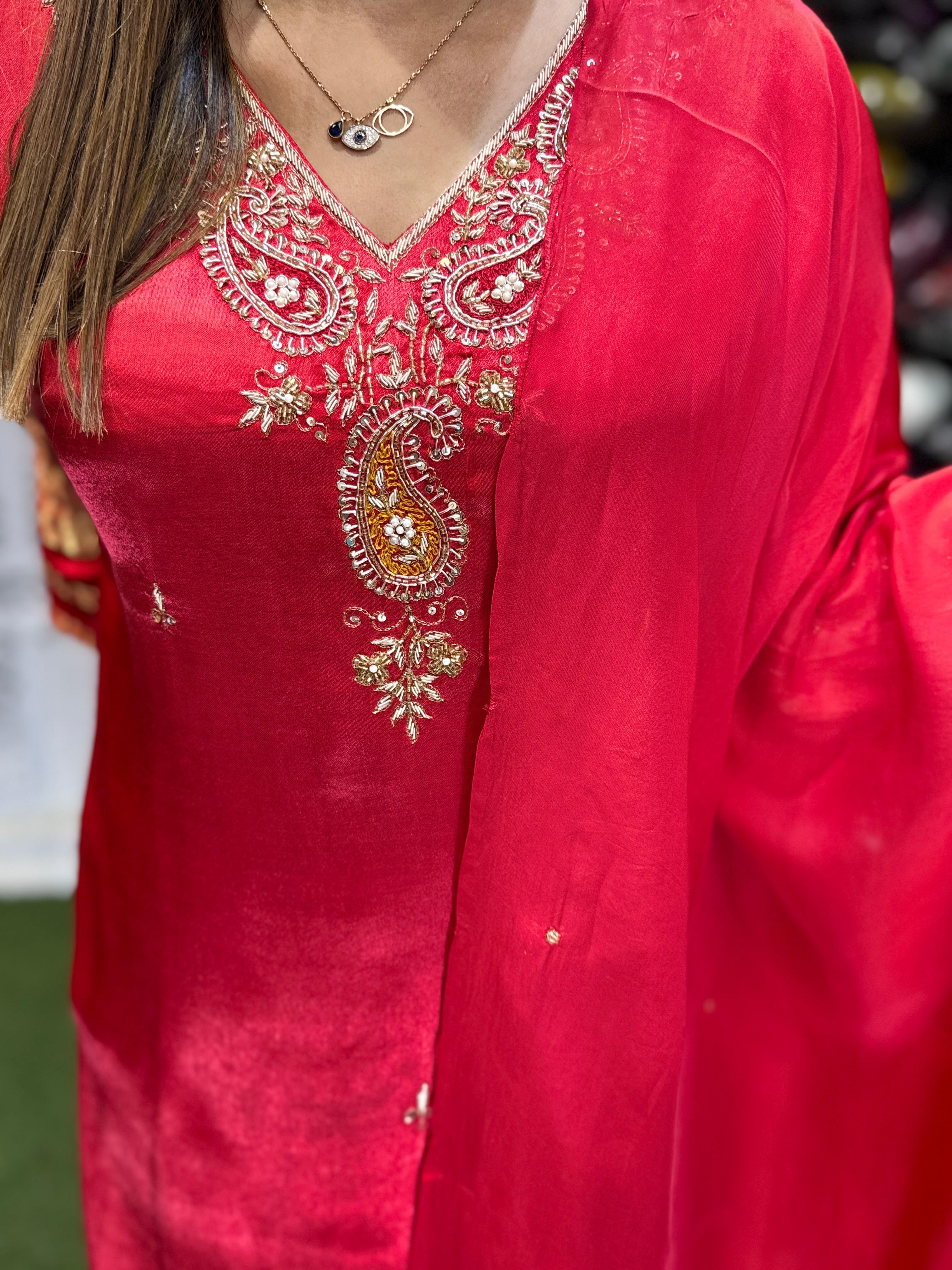 Gaji Silk Red 3pc Set