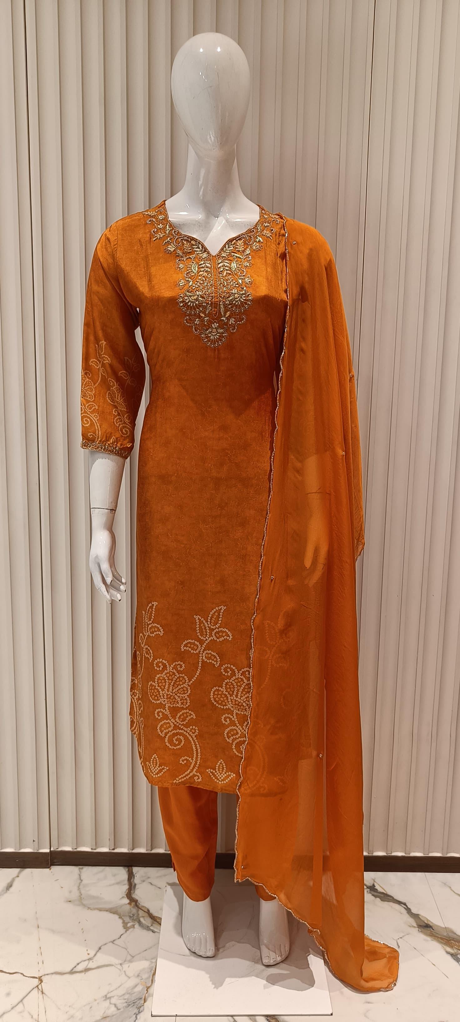 Dola Silk Orange 3pc Suit