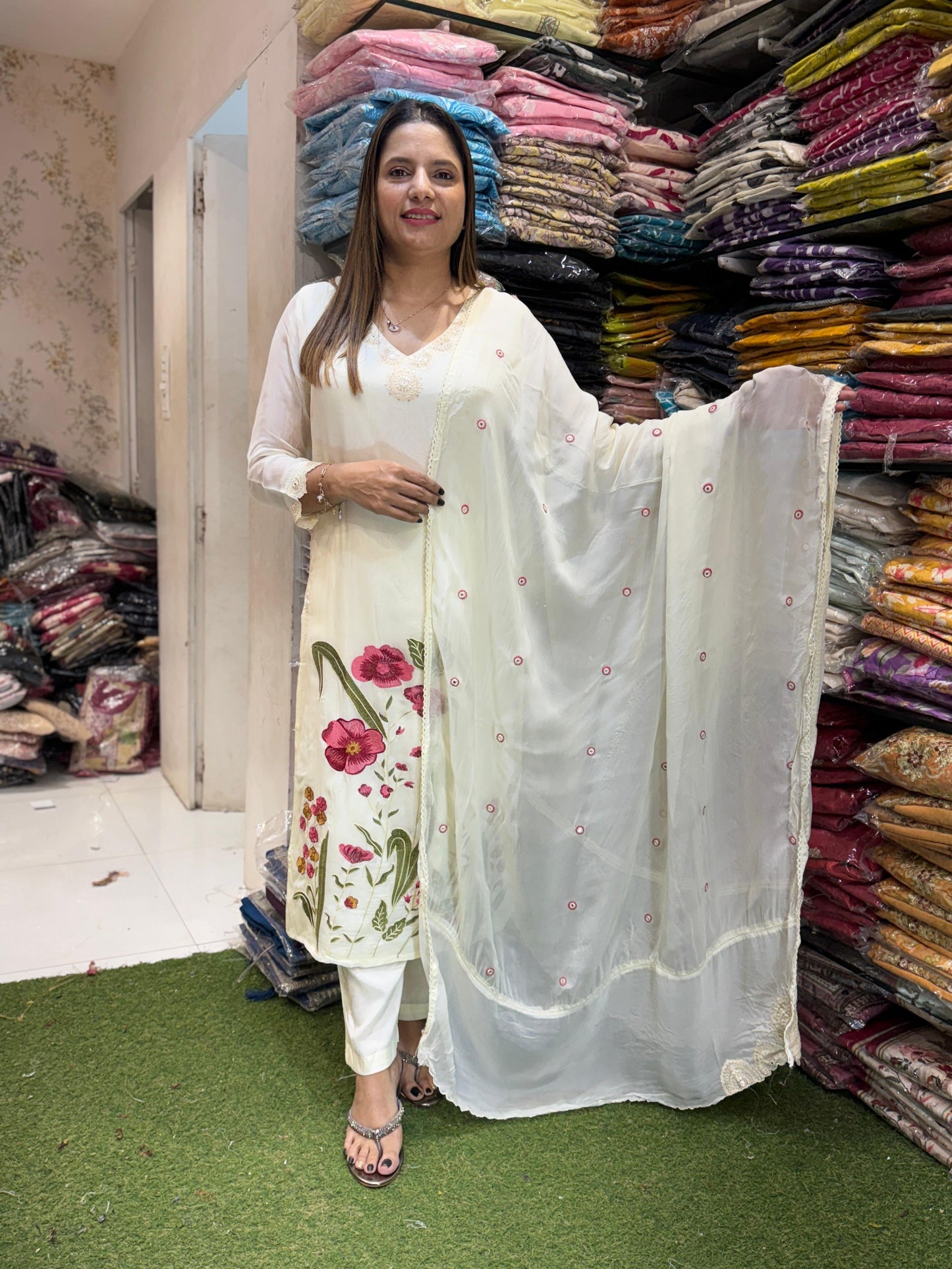 Viscoce Organza Ivory 3pc Set