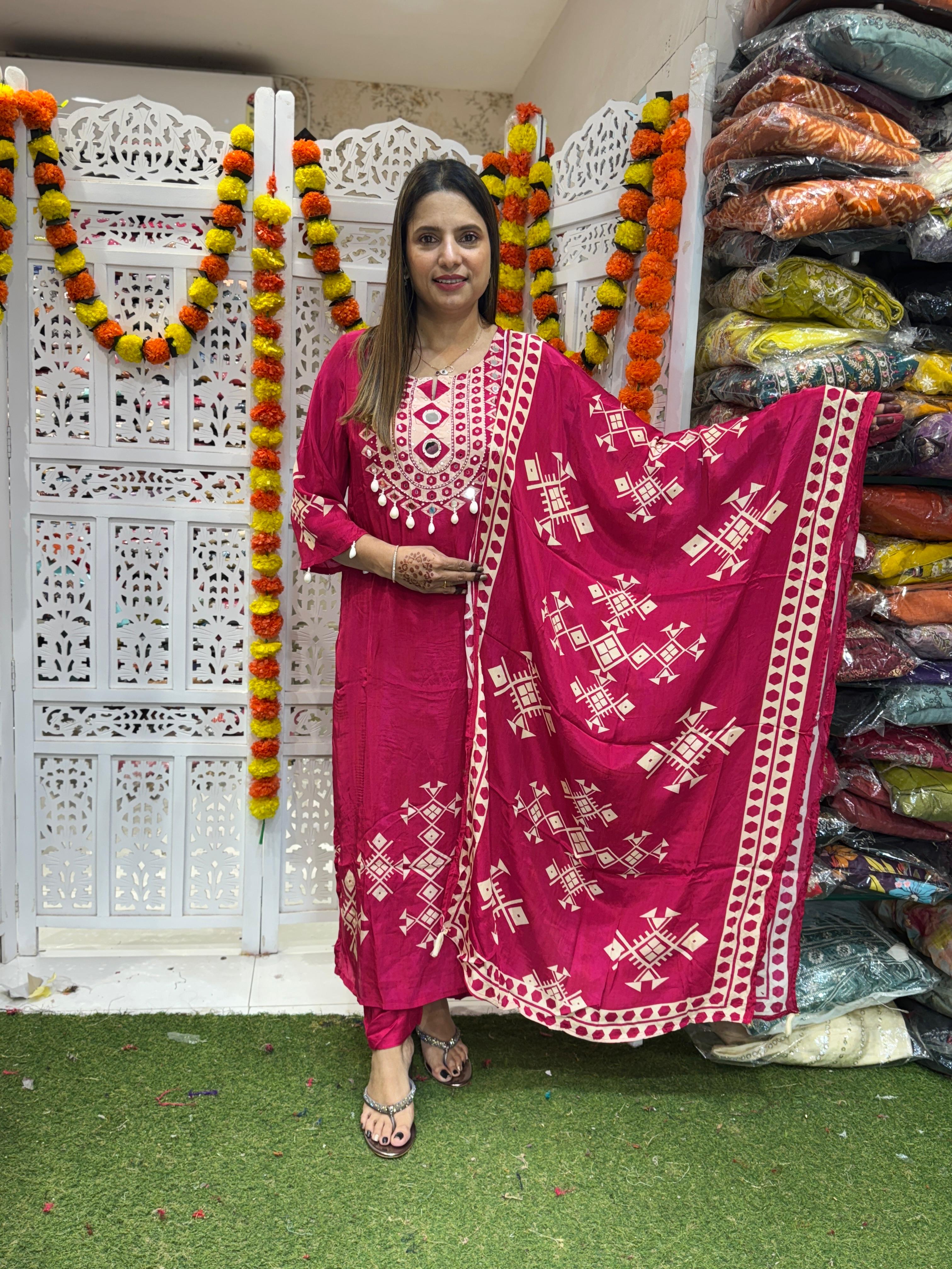 Pure Crep Rani Pink 3pc Set