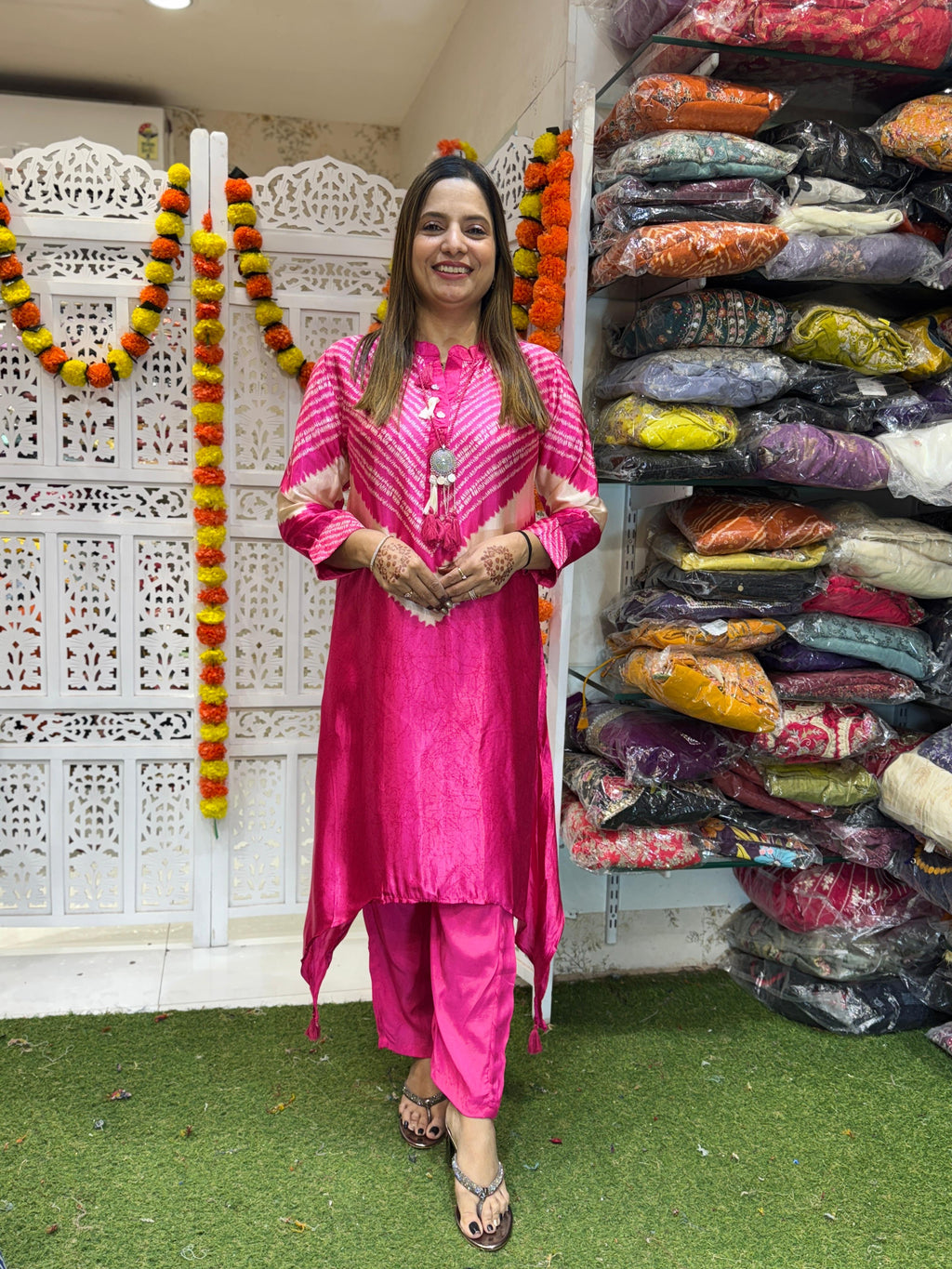 Satin Gaji Pink 2pc Set