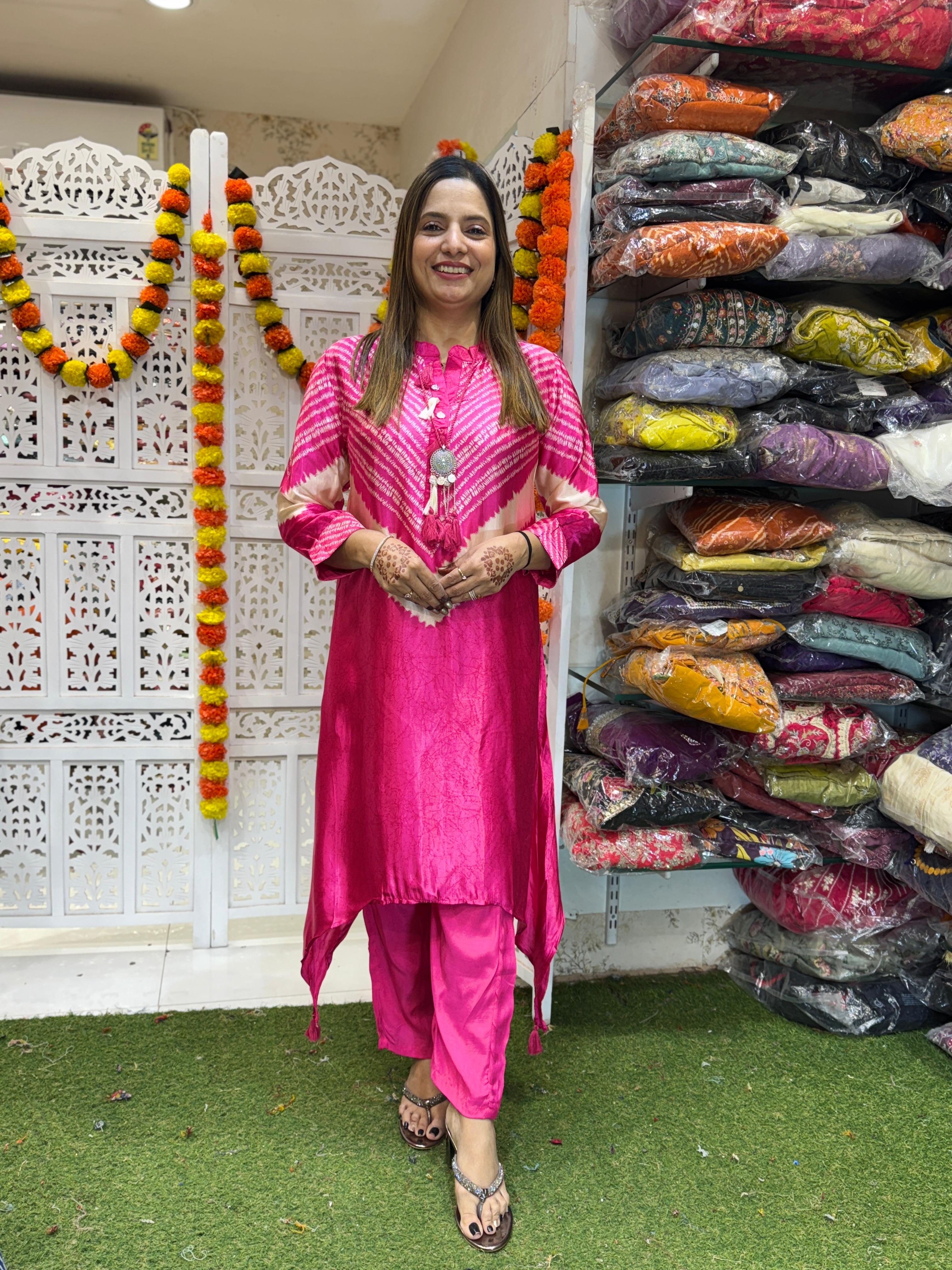 Satin Gaji Pink 2pc Set