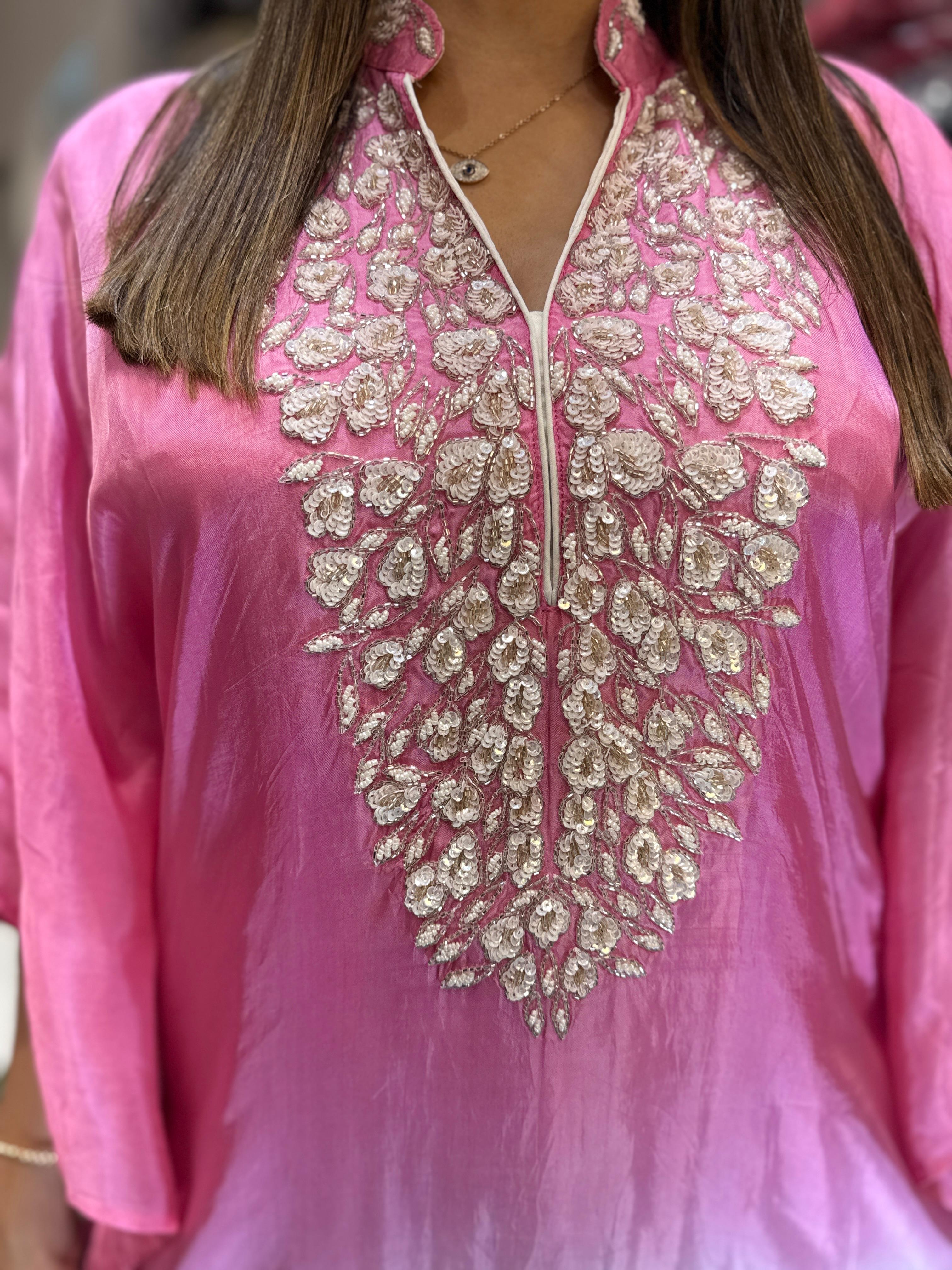HO Silk Pink Kaftan 2pc Set