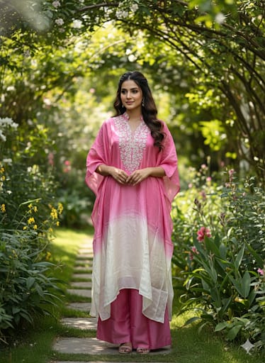 HO Silk Pink Kaftan 2pc Set