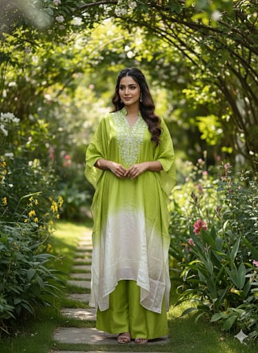 HO Silk Green Kaftan 2pc Set