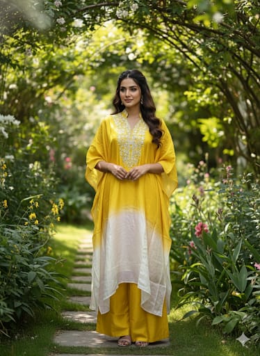 HO Silk Yellow Kaftan 2pc Set