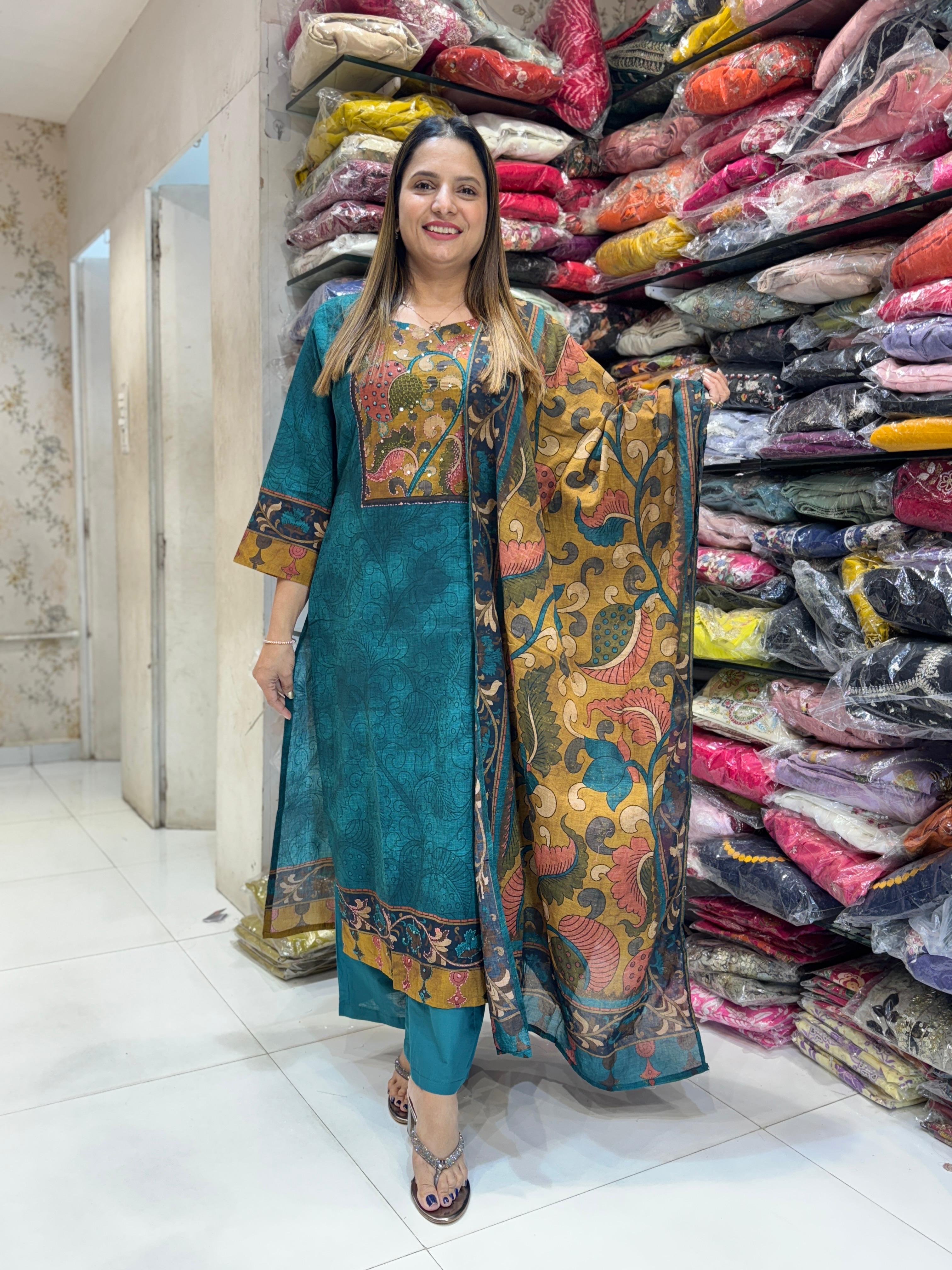 Cotton Dark Sea Green 3pc Set