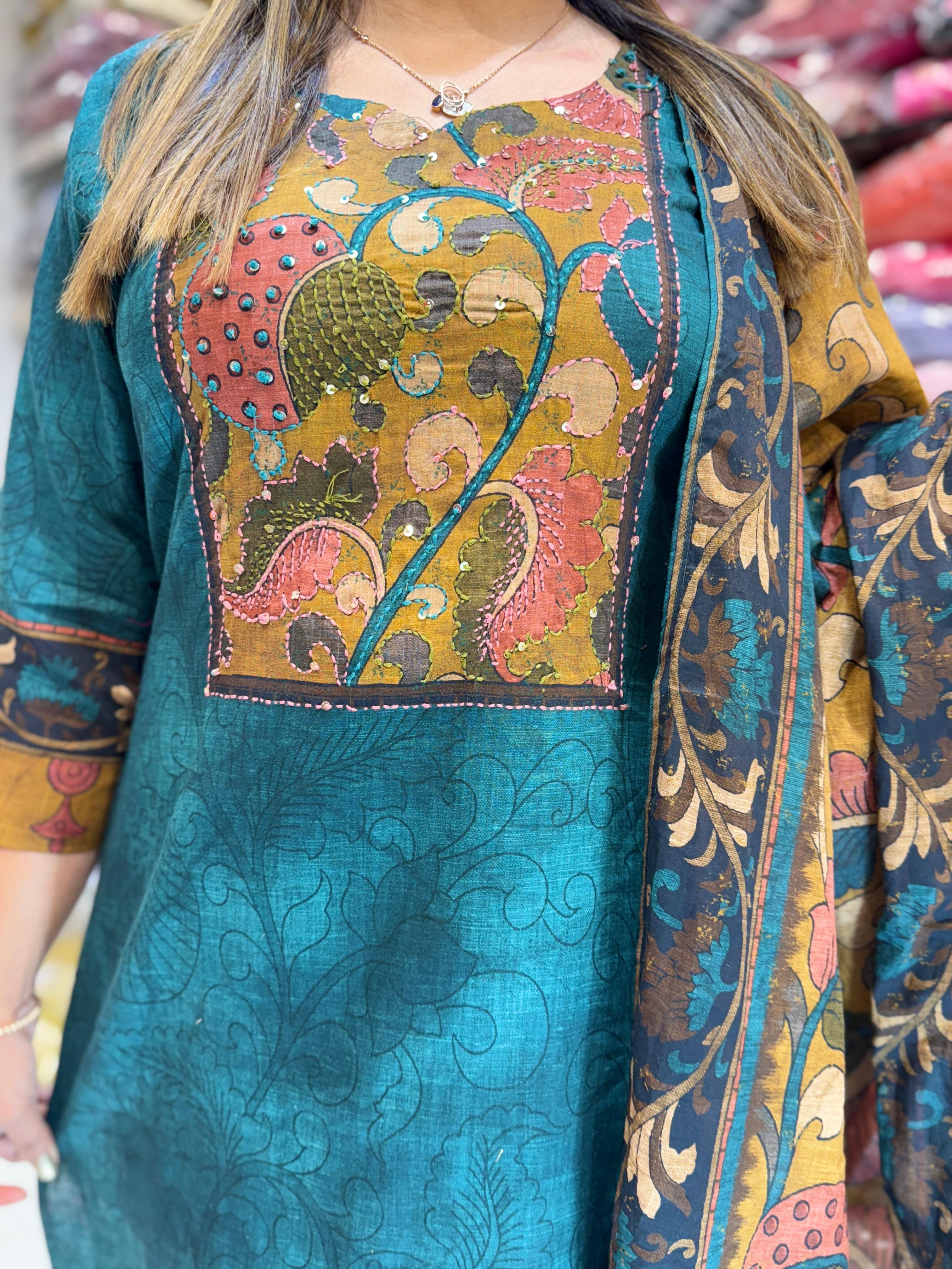 Cotton Dark Sea Green 3pc Set