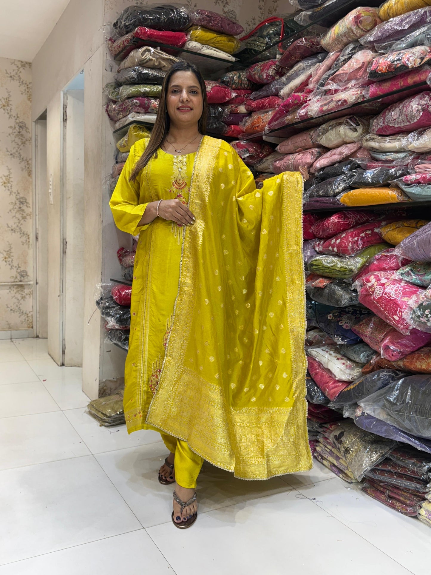 Dola Silk Yellow 3pc Set