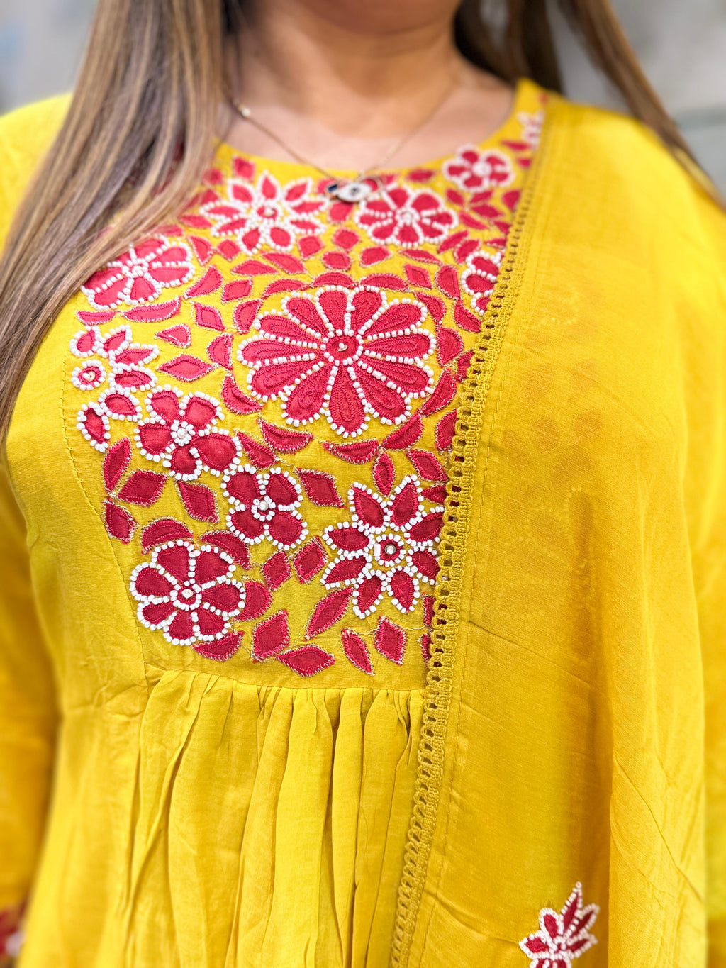 Banaras Mull Chanderi Yellow 3pc Set