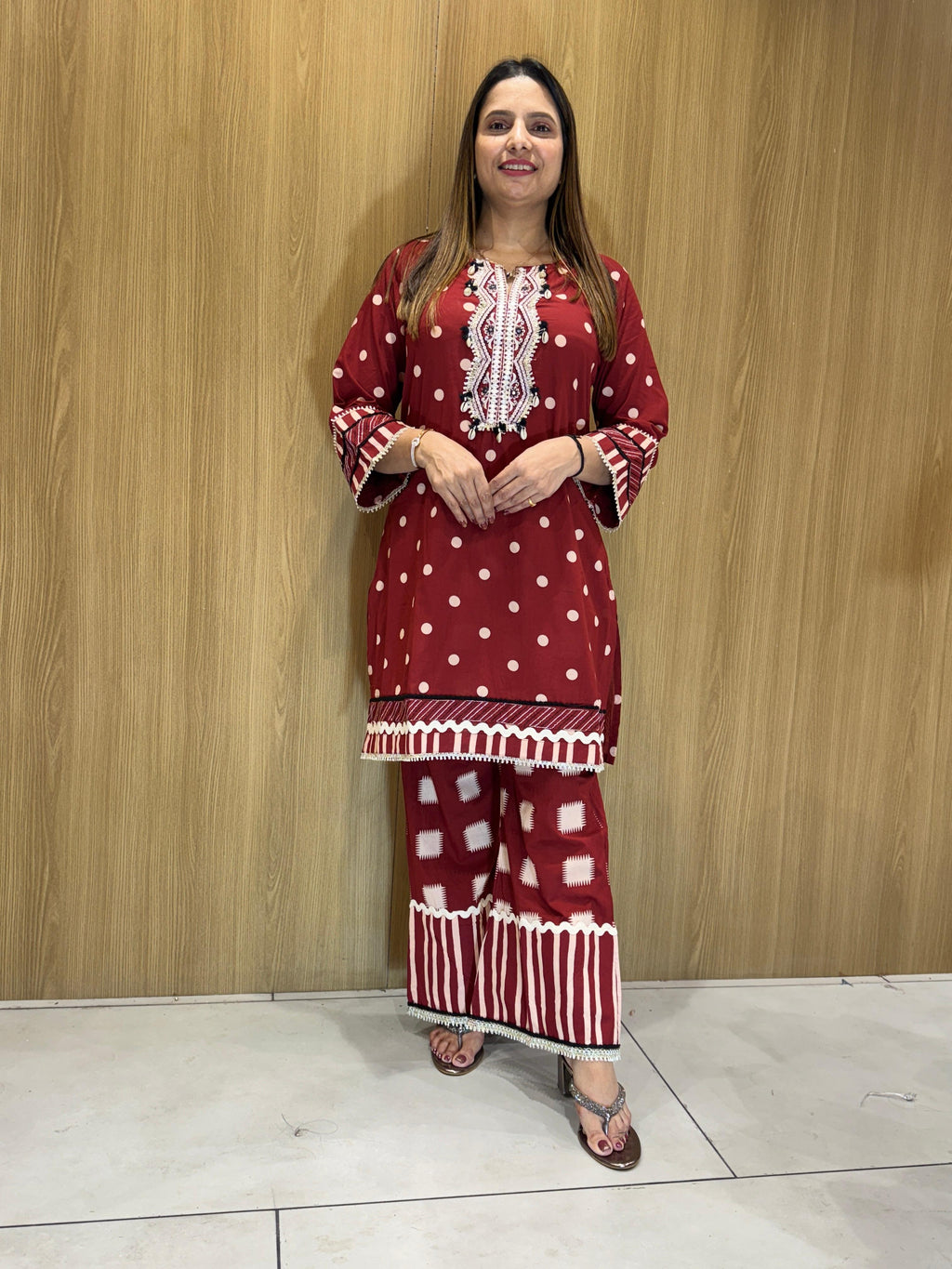 Cotton Maroon 3pc Set