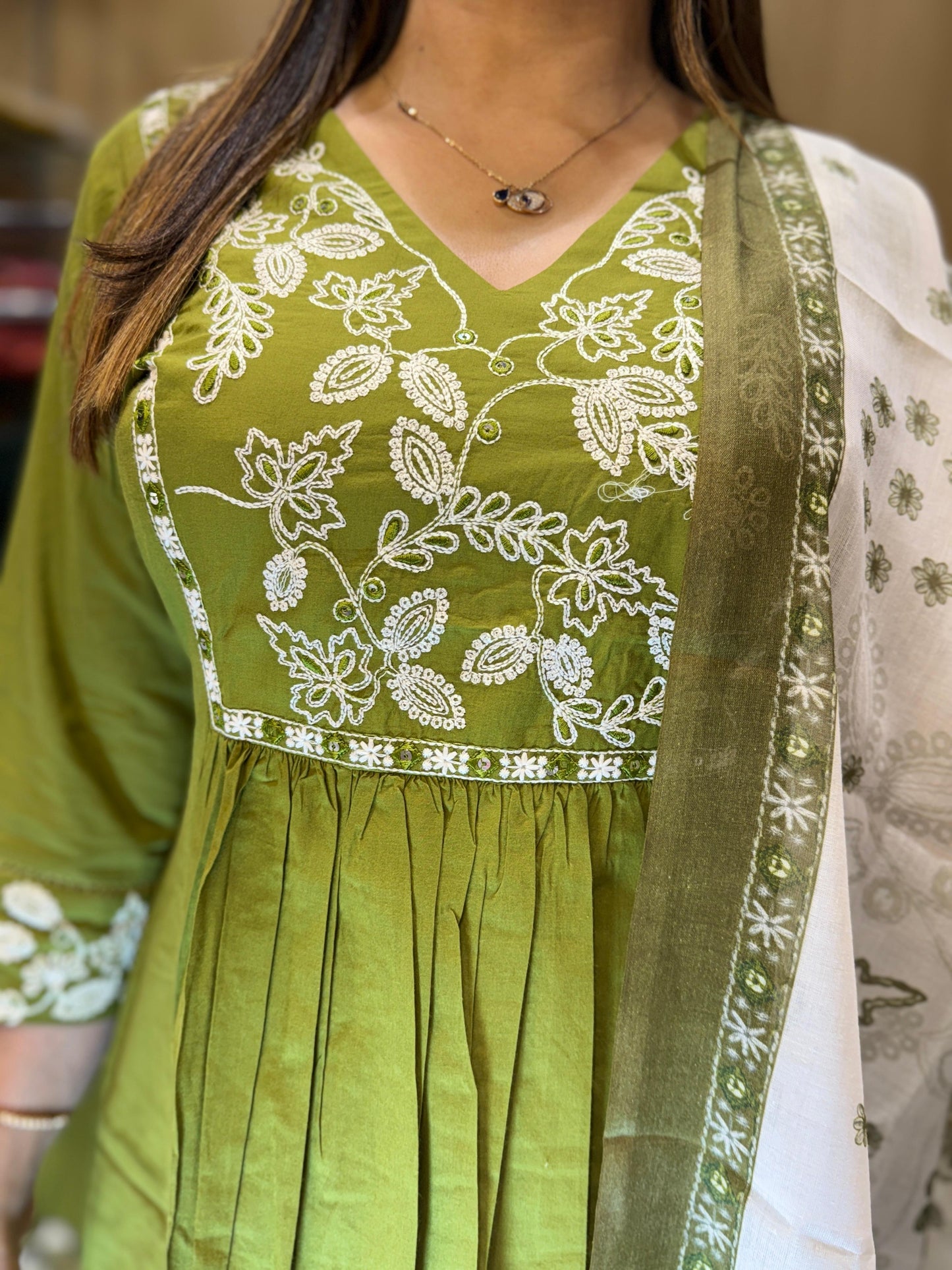 Handloom Mull Cotton Green 3pc Set