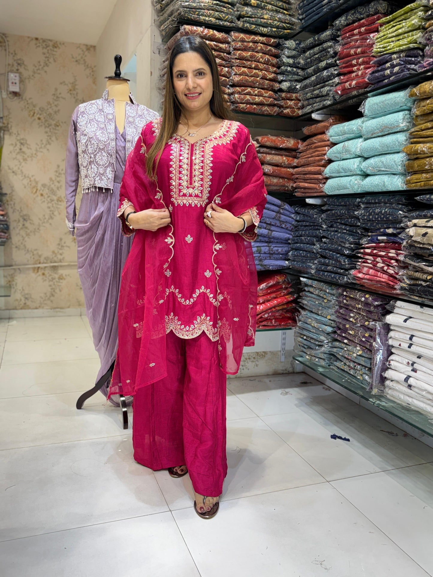 Dola Silk Rani Pink 3pc Set