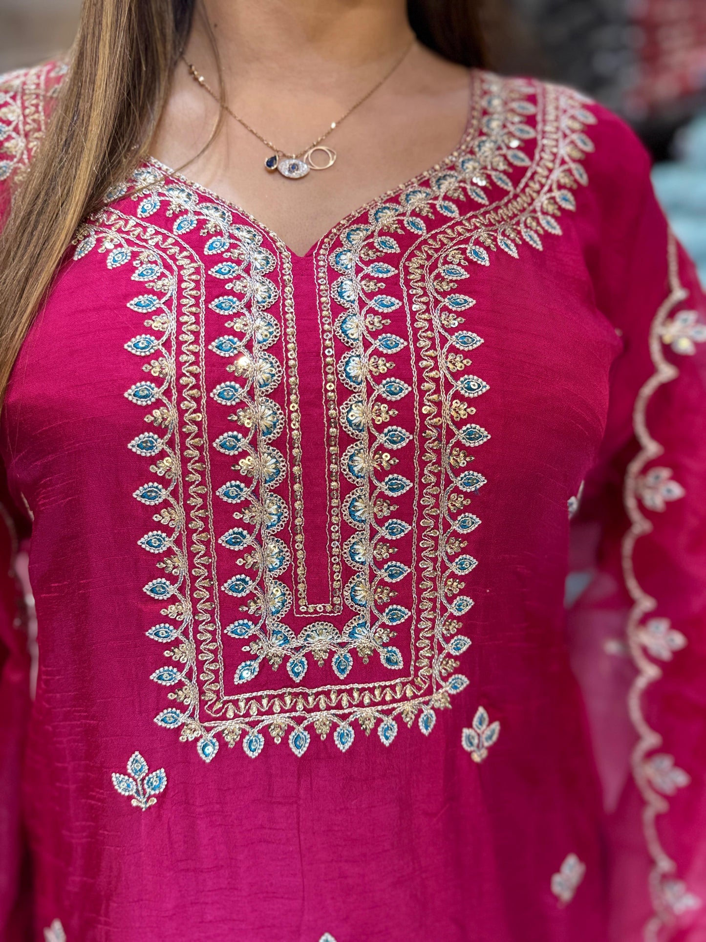 Dola Silk Rani Pink 3pc Set