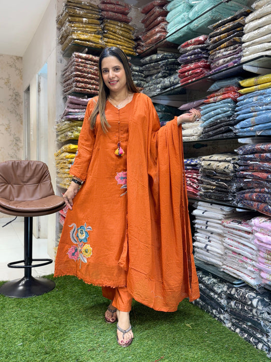 Mull Cotton Orange 3pc Set