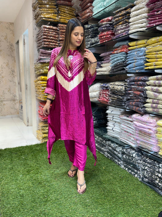 Satin Gaji Mazenta 2pc Set