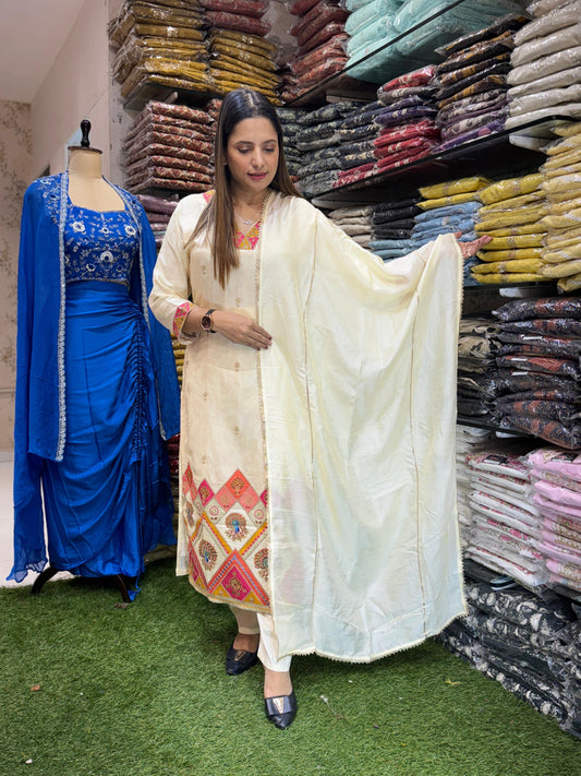 Russian Dola Silk Ivory 3pc Set