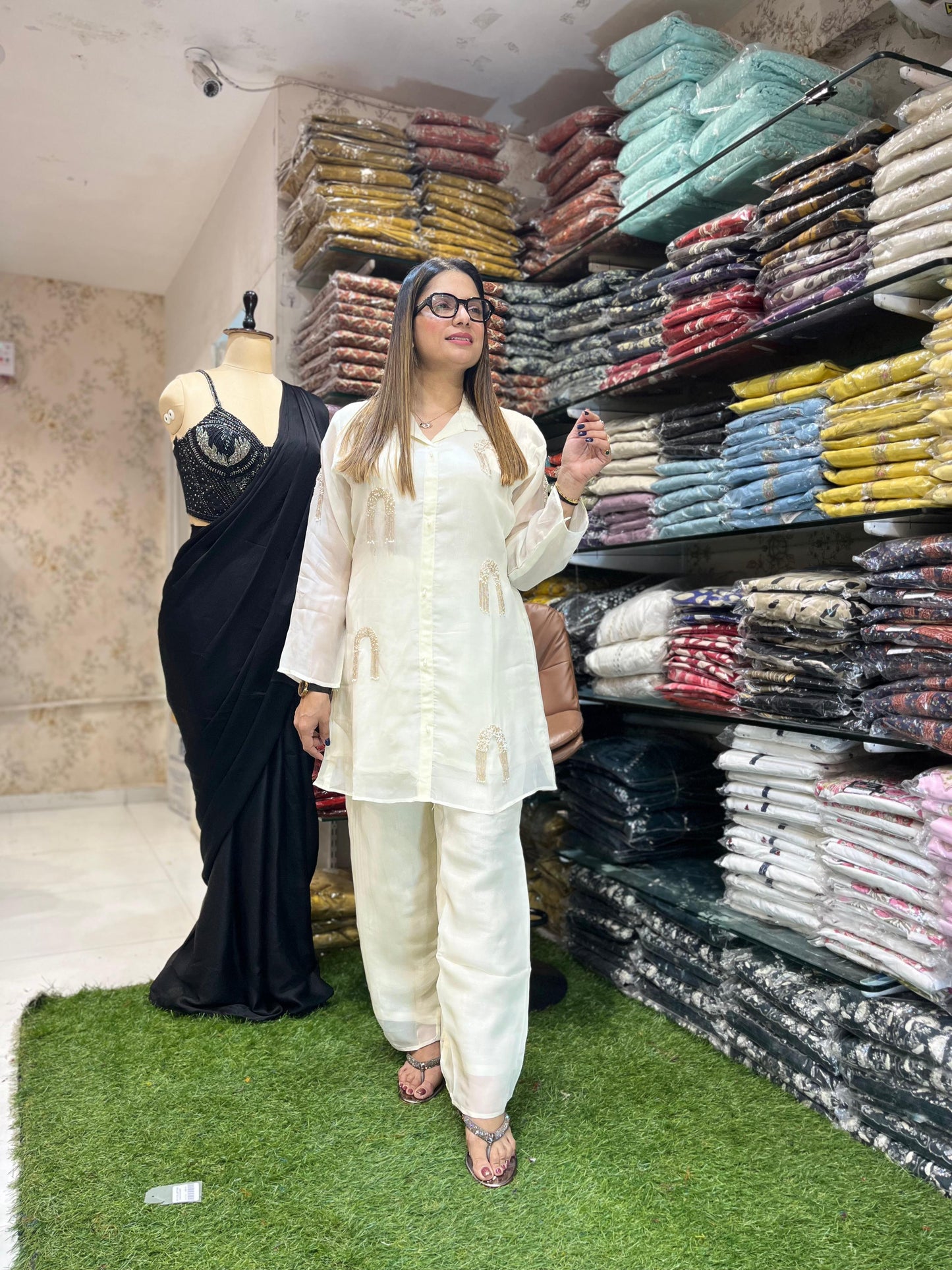 Viscoce Organza Ivory 2pc Set