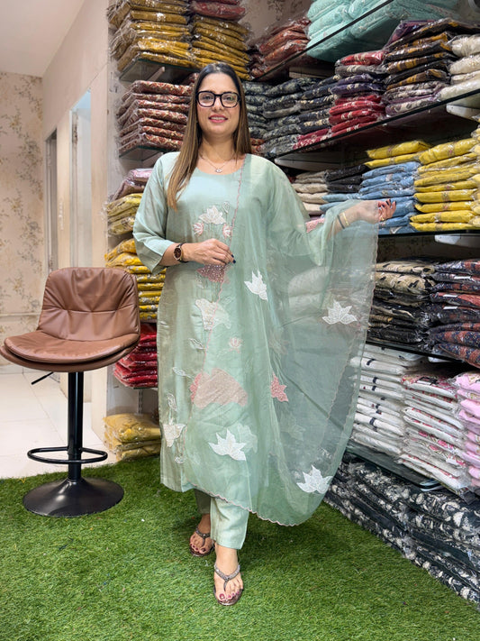 Dola Silk Pastle Green 3pc Set