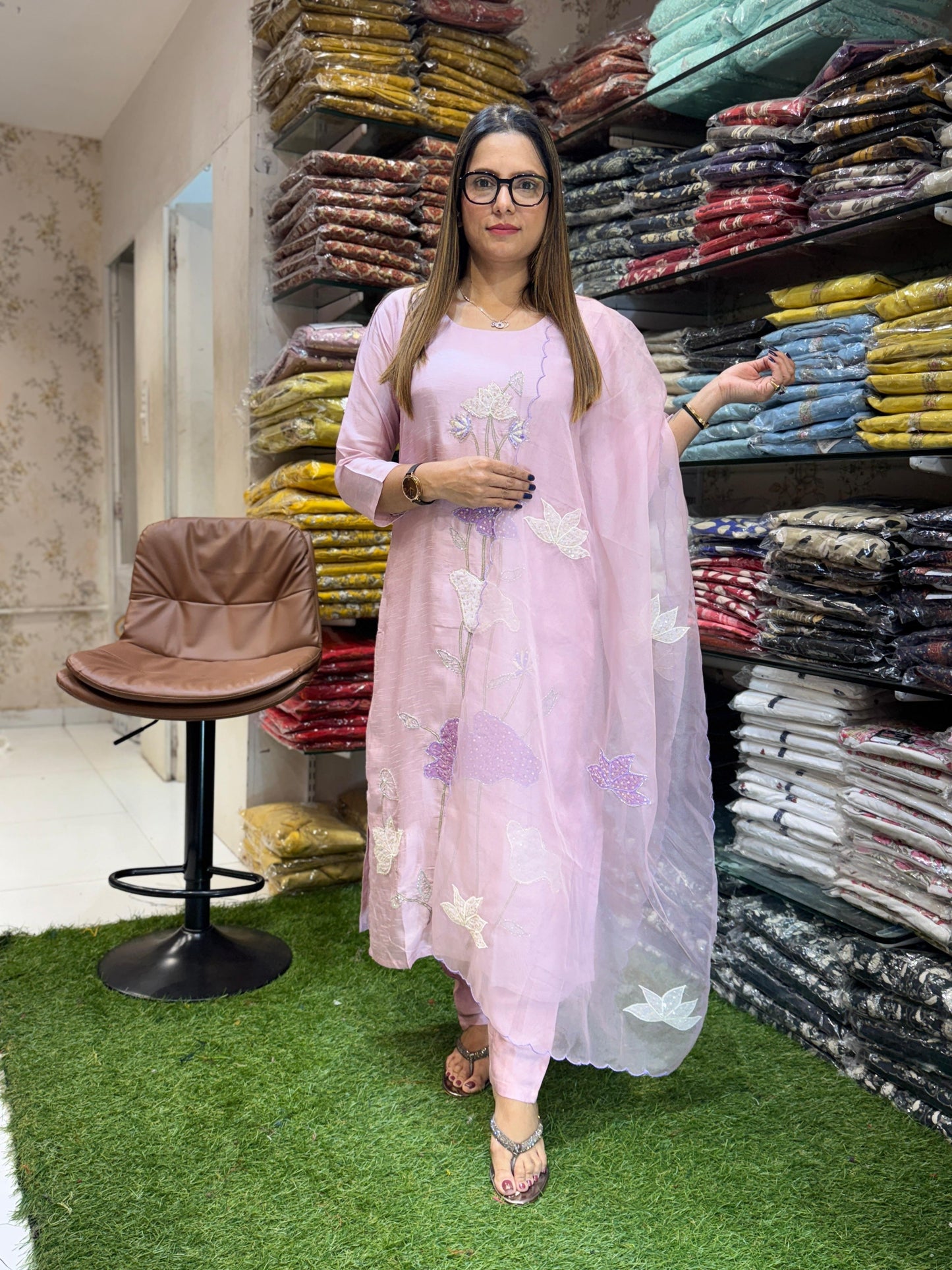 Dola Silk Pastle Pink 3pc Set