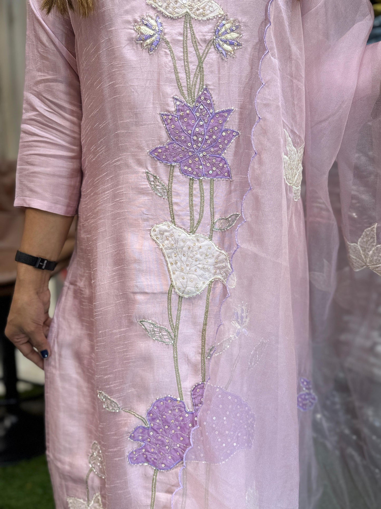 Dola Silk Pastle Pink 3pc Set