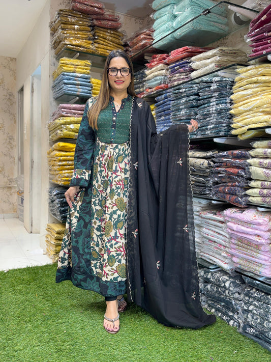 Cotton Green Anarkali 3pc Set