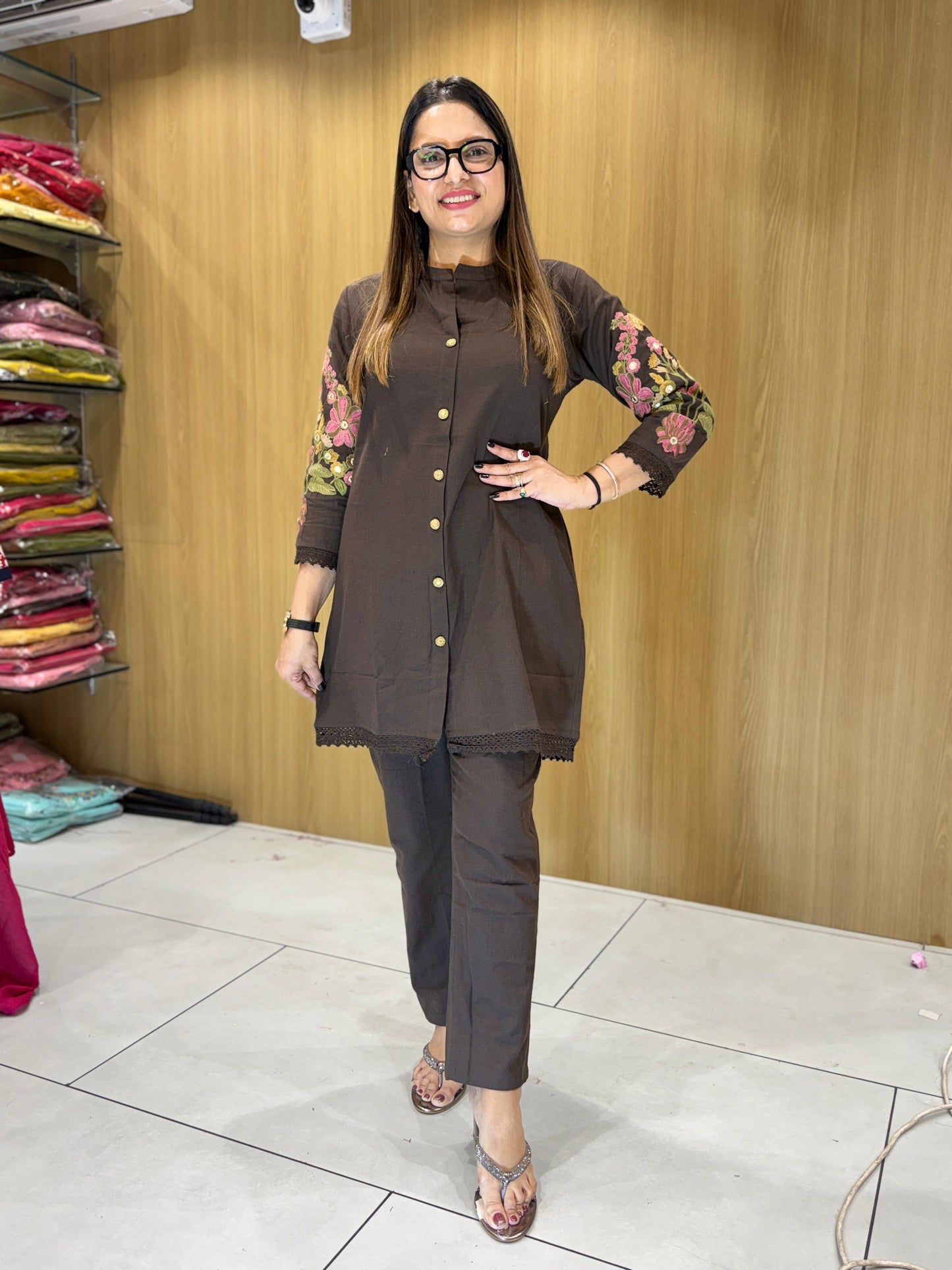 Cotton Dark Brown 2pc Set