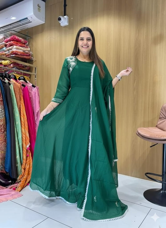 Banaras Mull Chanderi Green 3pc Set