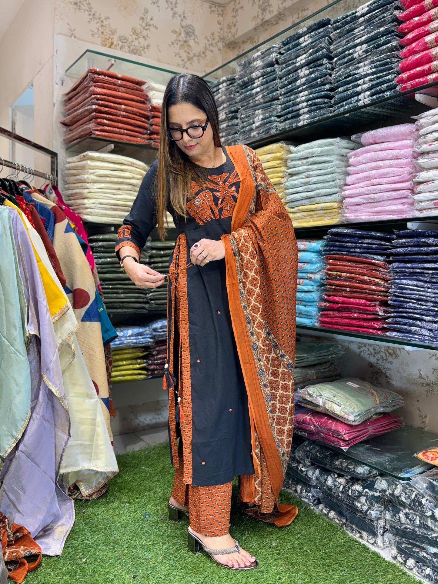 Jaipuri Cotton Black 3pc Set