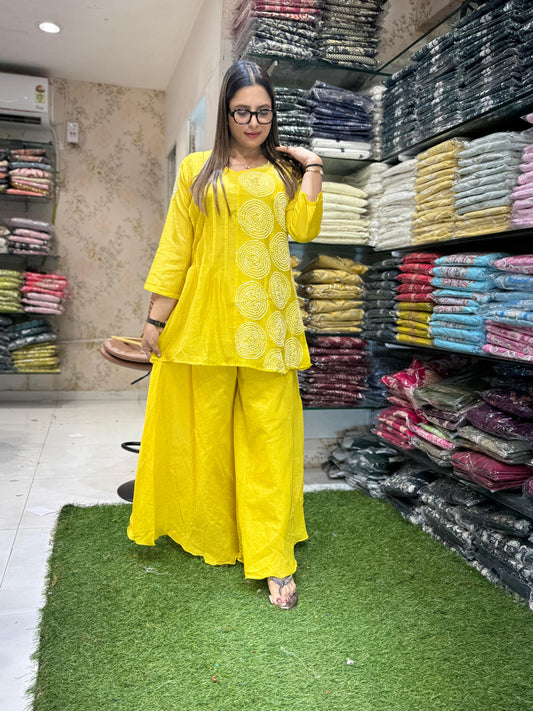 Banaras Mull Chanderi Yellow 2pc Set