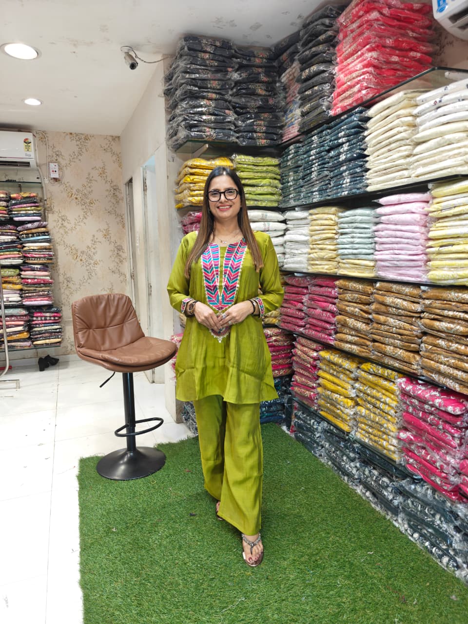 Mull Chanderi Green 2pc Set